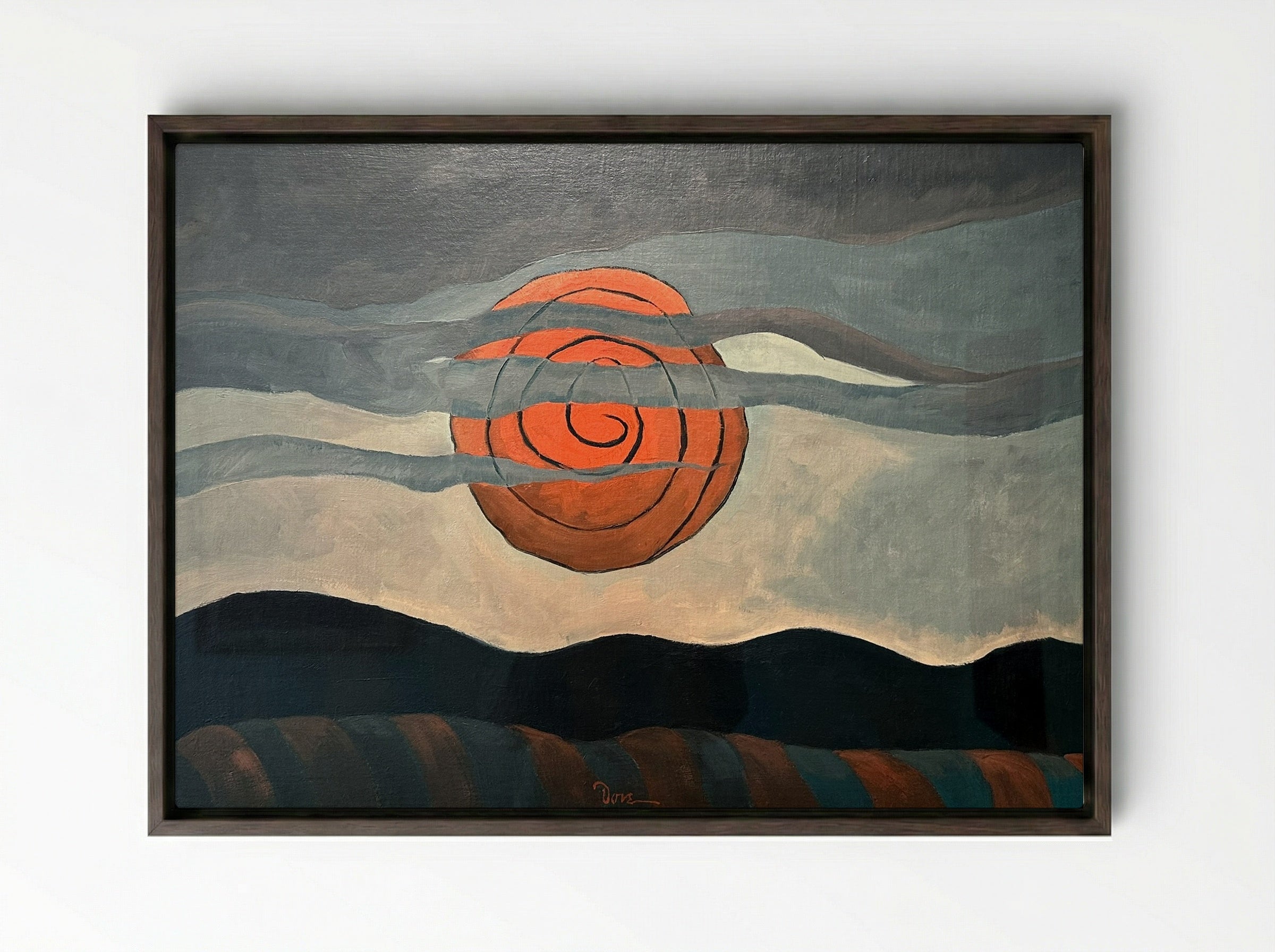 Red Sun - Arthur Dove - Framed Canvas Dark Wood