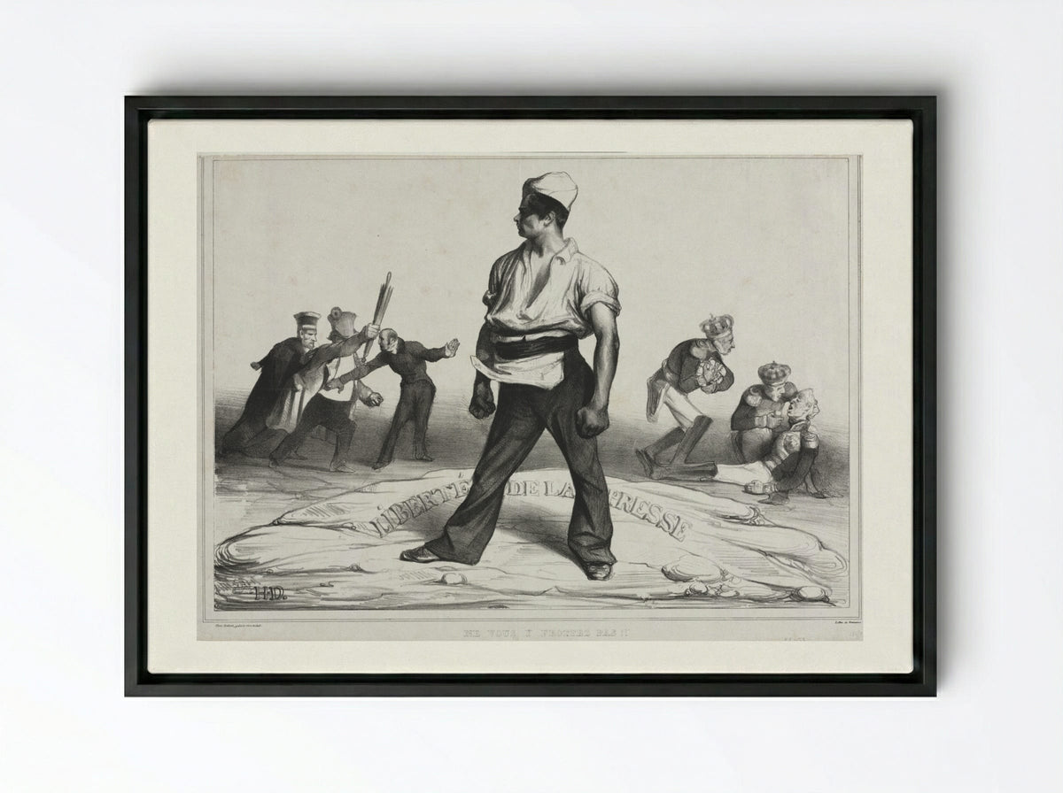 Ne vous y frottez pas! - Honoré Daumier - Framed Canvas Black