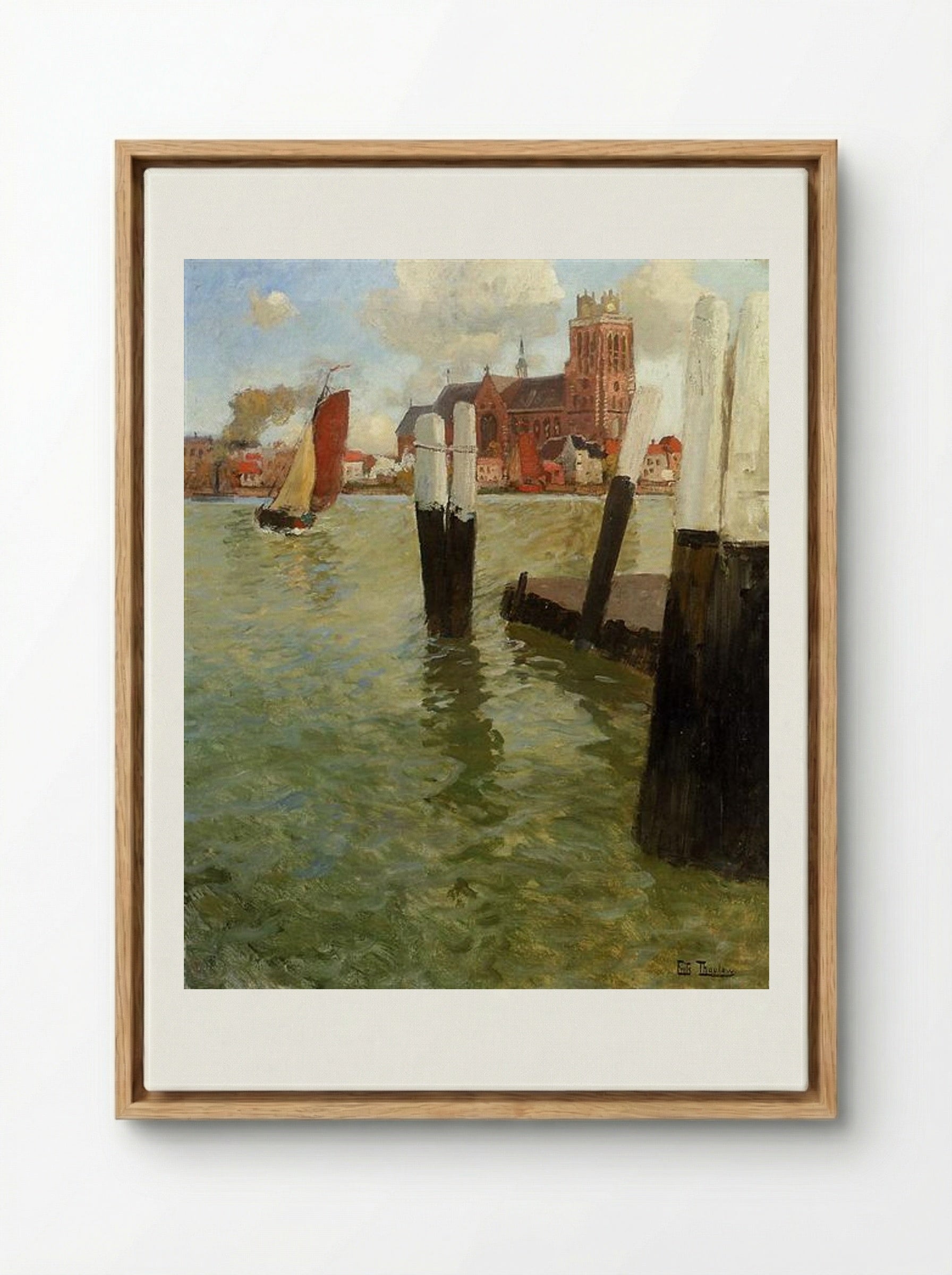 The Pier, Dordrecht - Frits Thaulow - Framed Canvas Wood