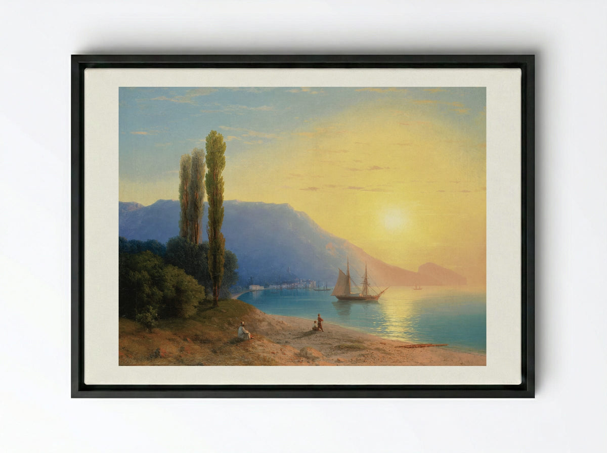 The Sunset - Ivan Aivazovsky - Framed Canvas Black