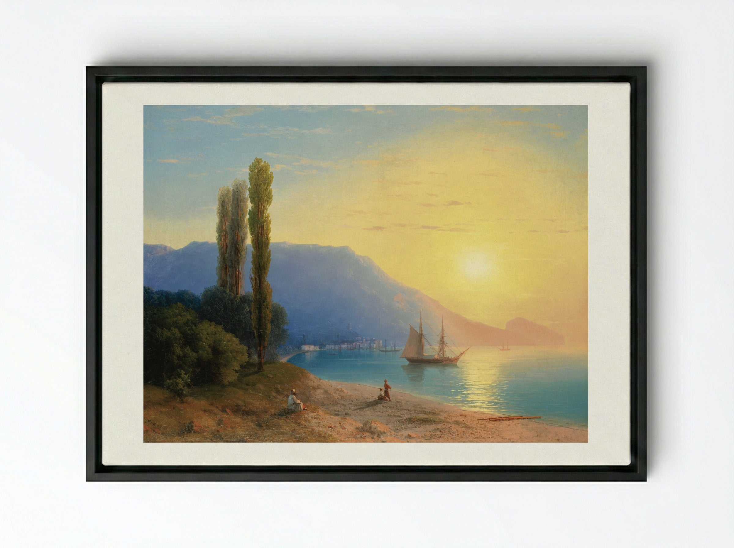 The Sunset - Ivan Aivazovsky - Framed Canvas Black