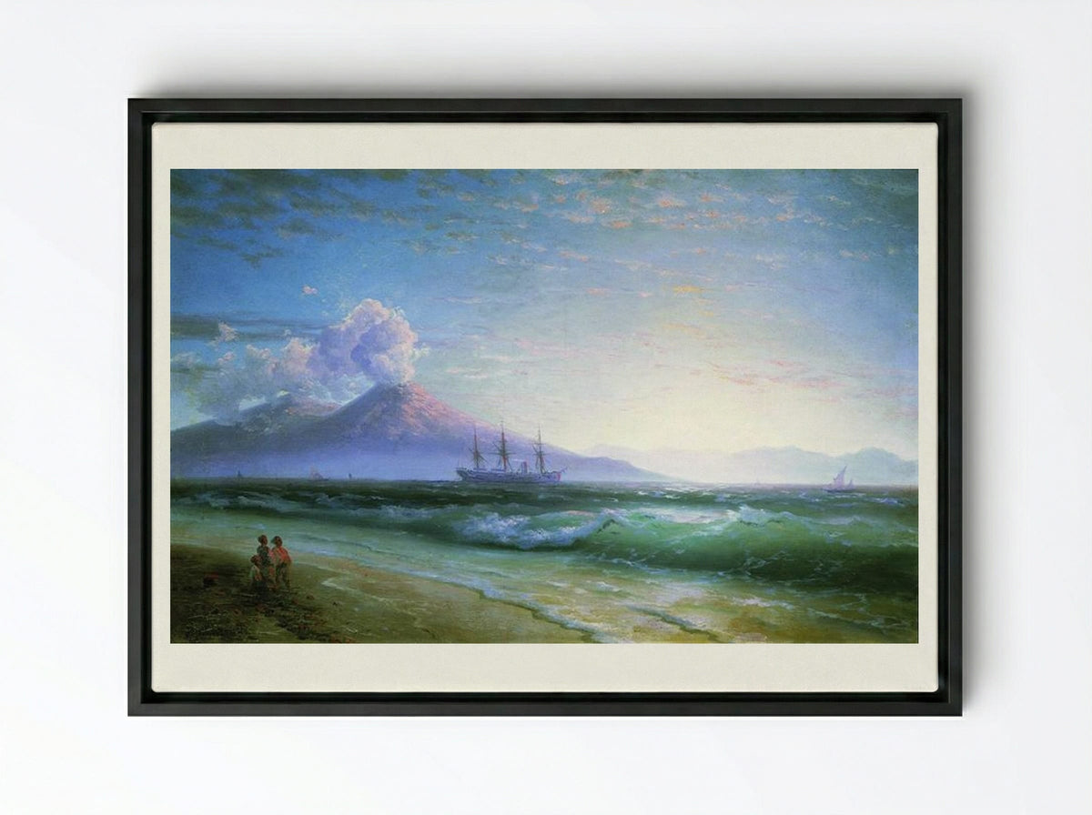 The Bay of Naples early in the morning - Ivan Aivazovsky - Framed Canvas Black