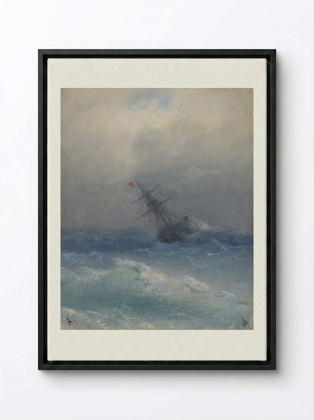 The Shipwreck - Ivan Aivazovsky - Framed Canvas Black