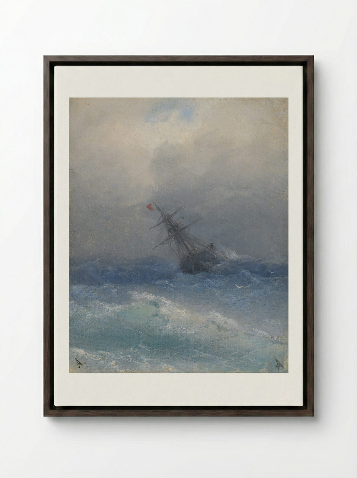 The Shipwreck - Ivan Aivazovsky - Framed Canvas Dark Wood