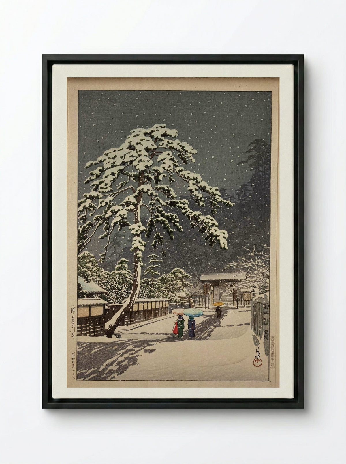 Ikegami Honmonji Temple - Hasui Kawase - Framed Canvas Black
