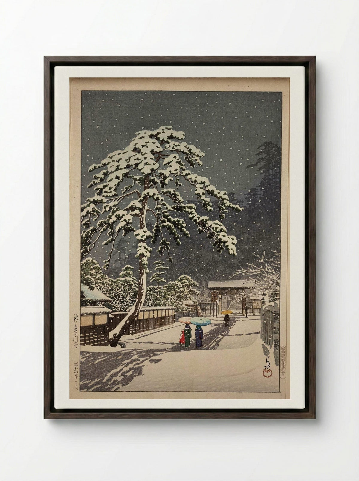 Ikegami Honmonji Temple - Hasui Kawase - Framed Canvas Dark Wood