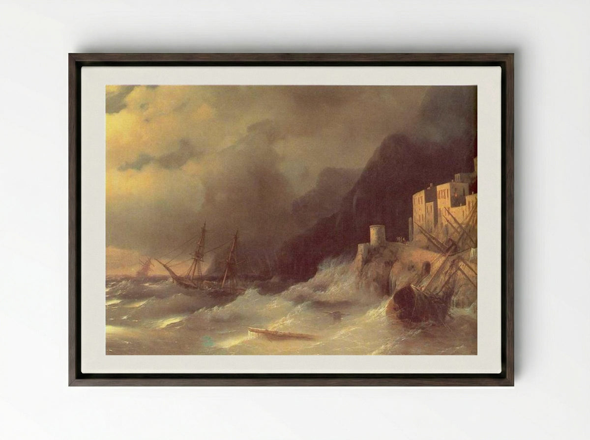 Tempest - Ivan Aivazovsky - Framed Canvas Dark Wood