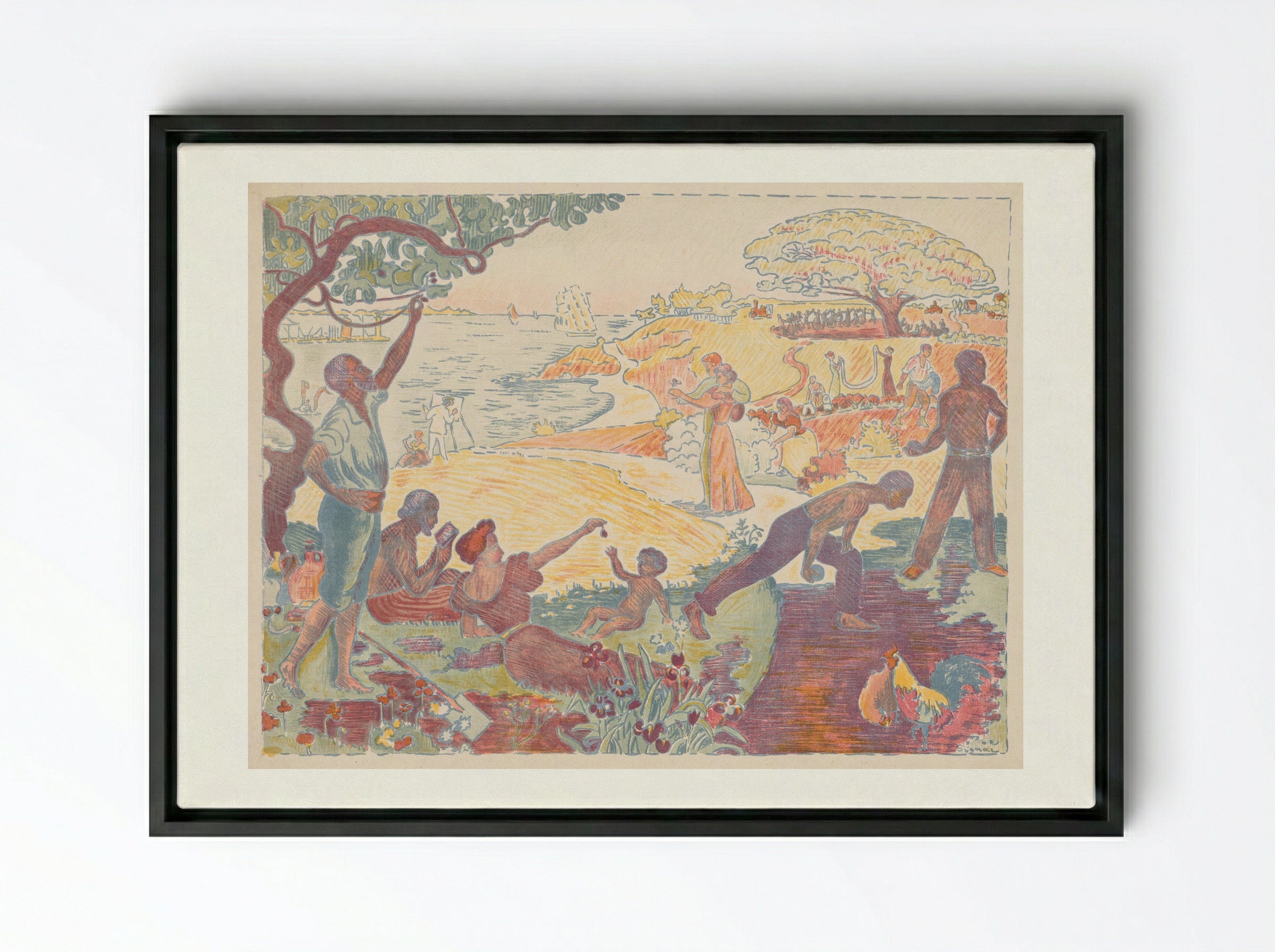 In the Time of Harmony - Paul Signac - Framed Canvas Black