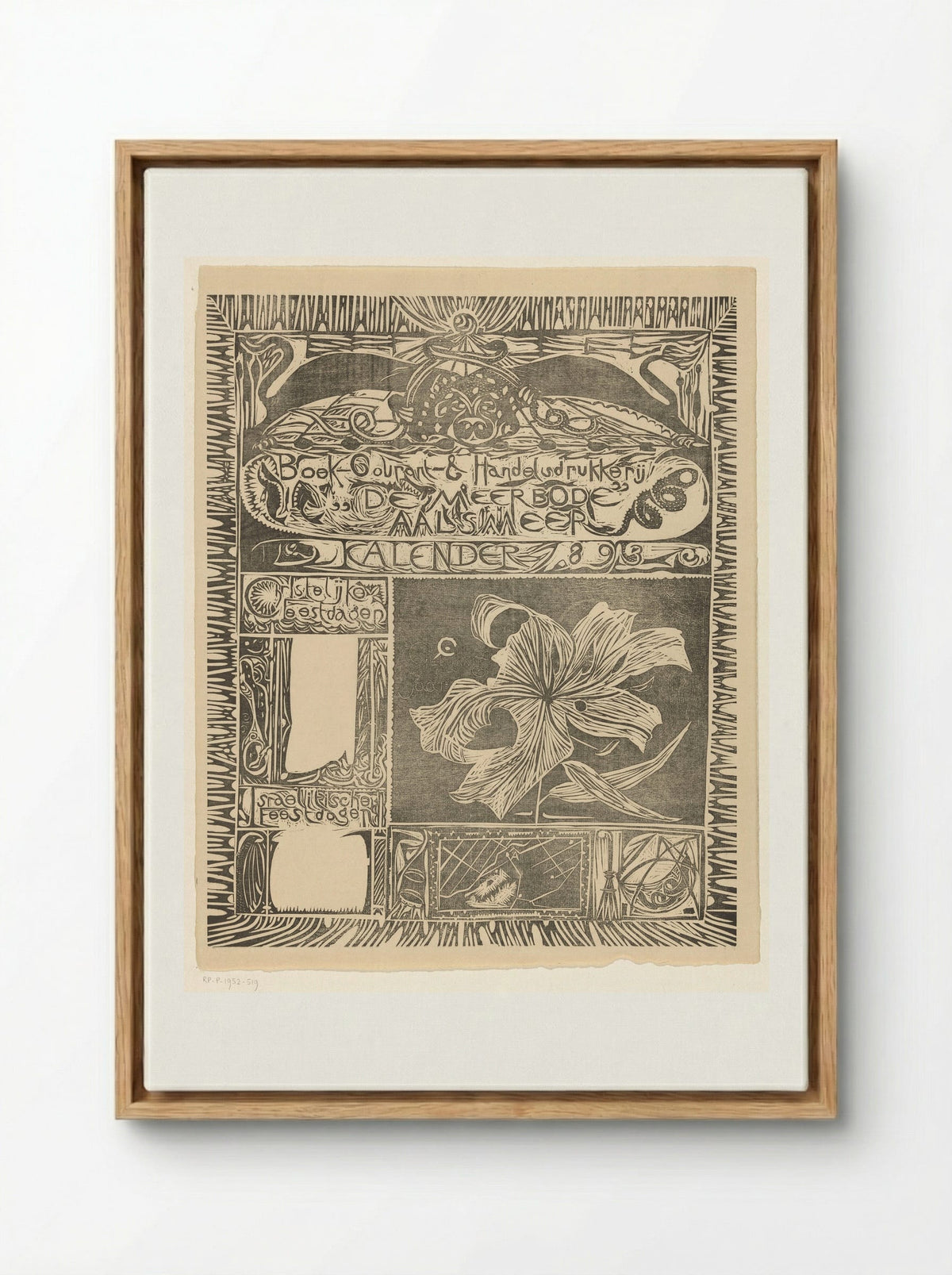 Kalenderblad 1893 - Carel Adolph Lion Cachet - Framed Canvas Wood
