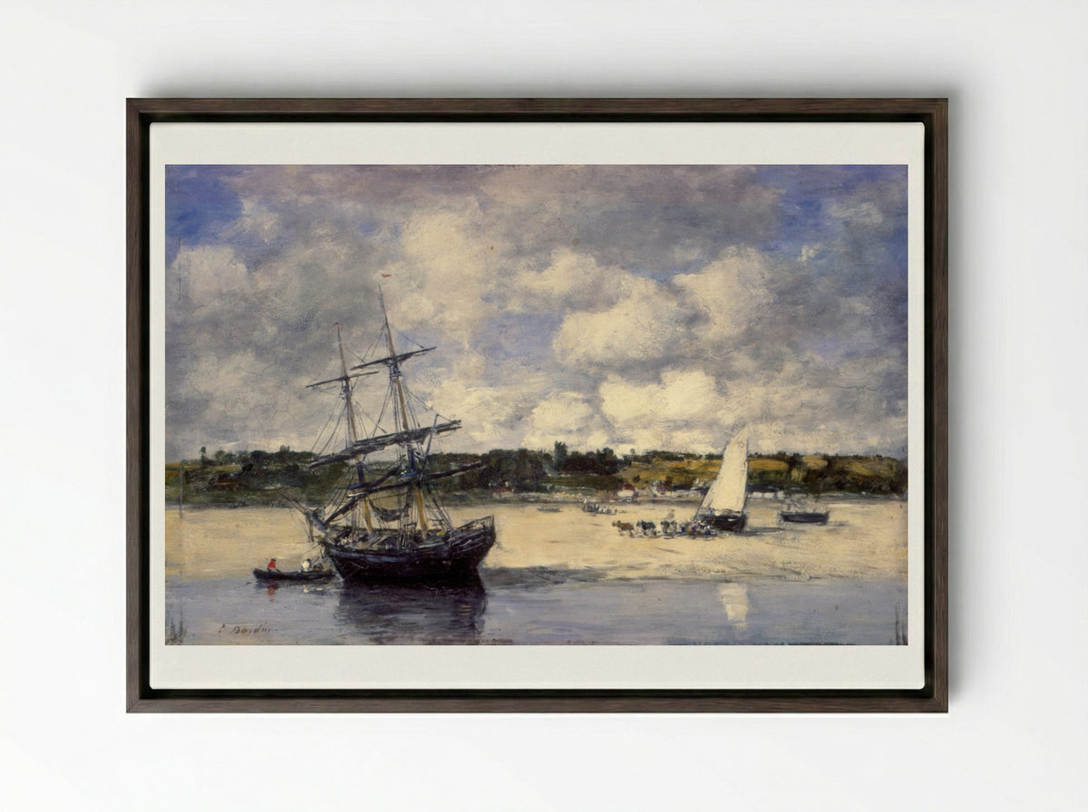 Portrieux - Eugène Boudin - Framed Canvas Dark Wood