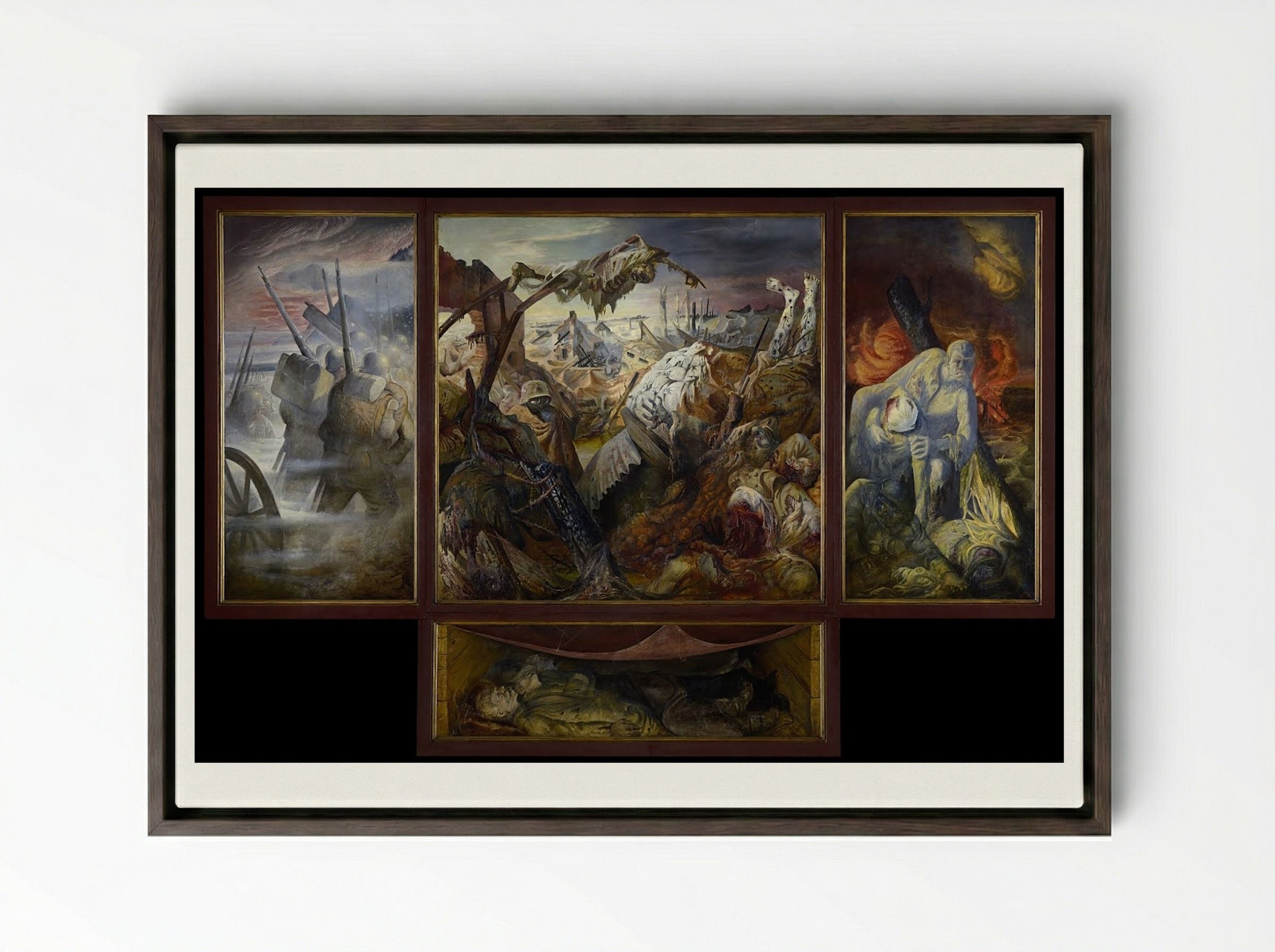 War (Der Krieg) - Otto Dix - Framed Canvas Dark Wood