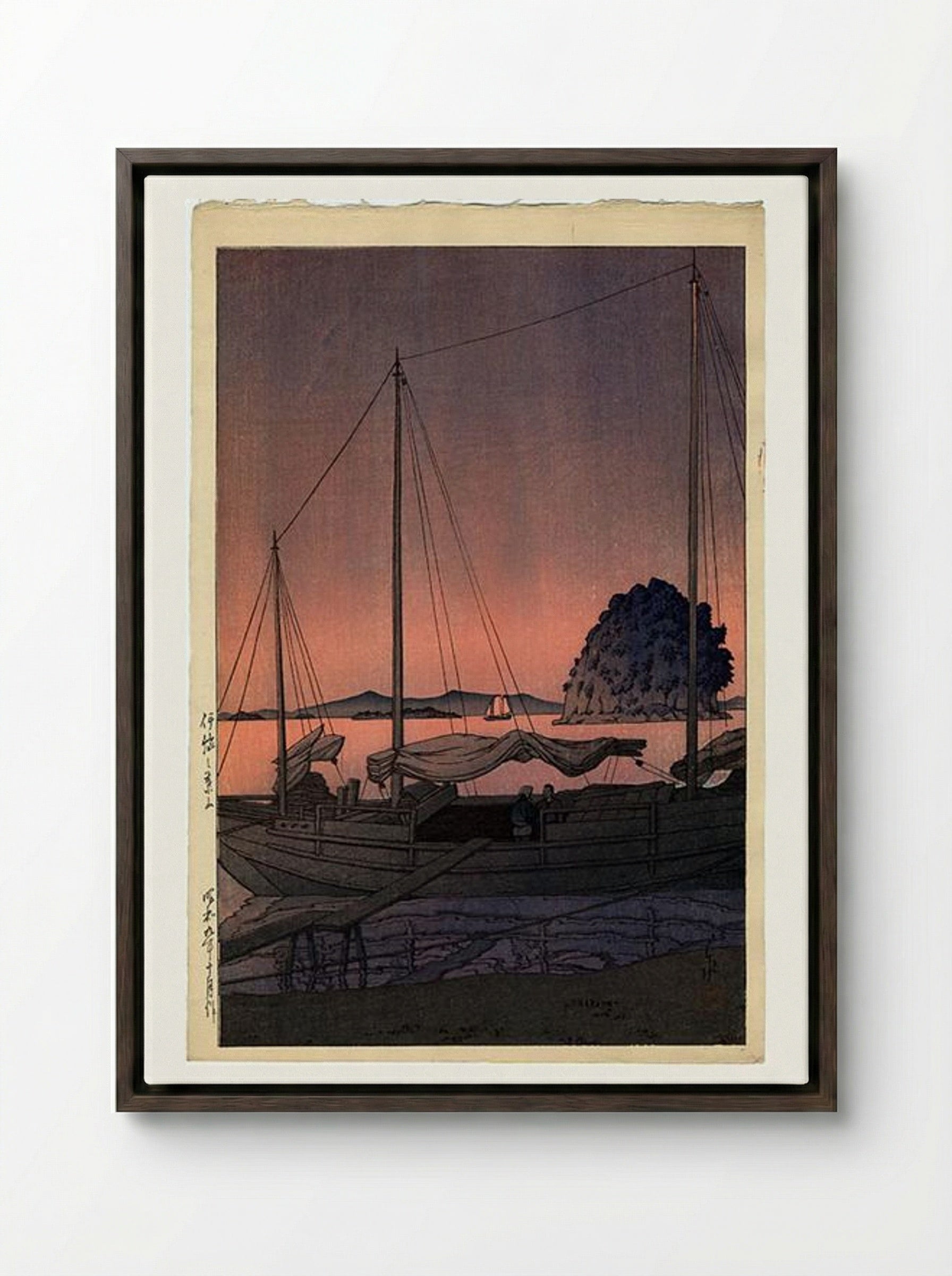 Hayama, Iyo - Hasui Kawase - Framed Canvas Dark Wood