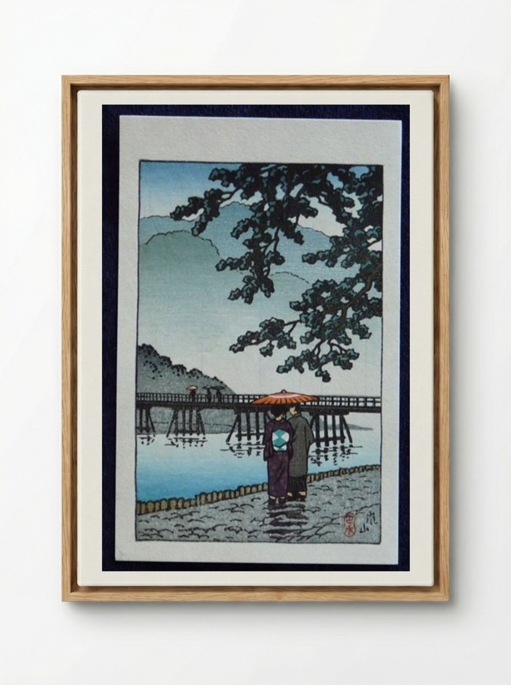 Light Rain at Arishiyama - Hasui Kawase - Framed Canvas Wood
