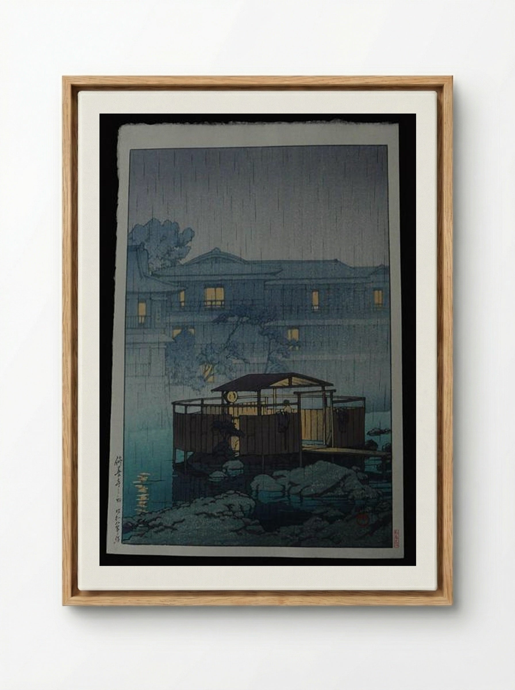 Rain at Shuzenji Spa - Hasui Kawase - Framed Canvas Wood