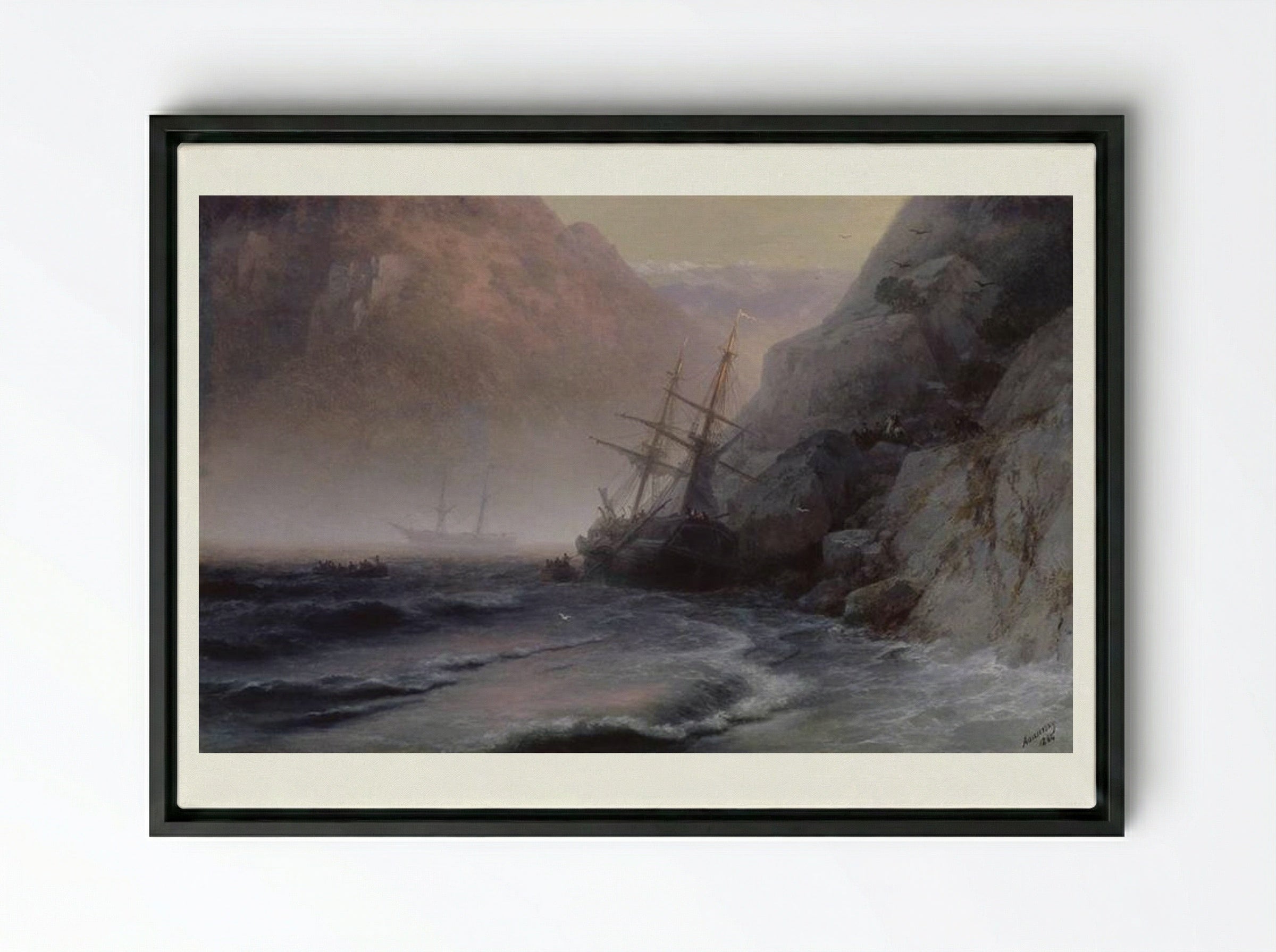 Smugglers - Ivan Aivazovsky - Framed Canvas Black