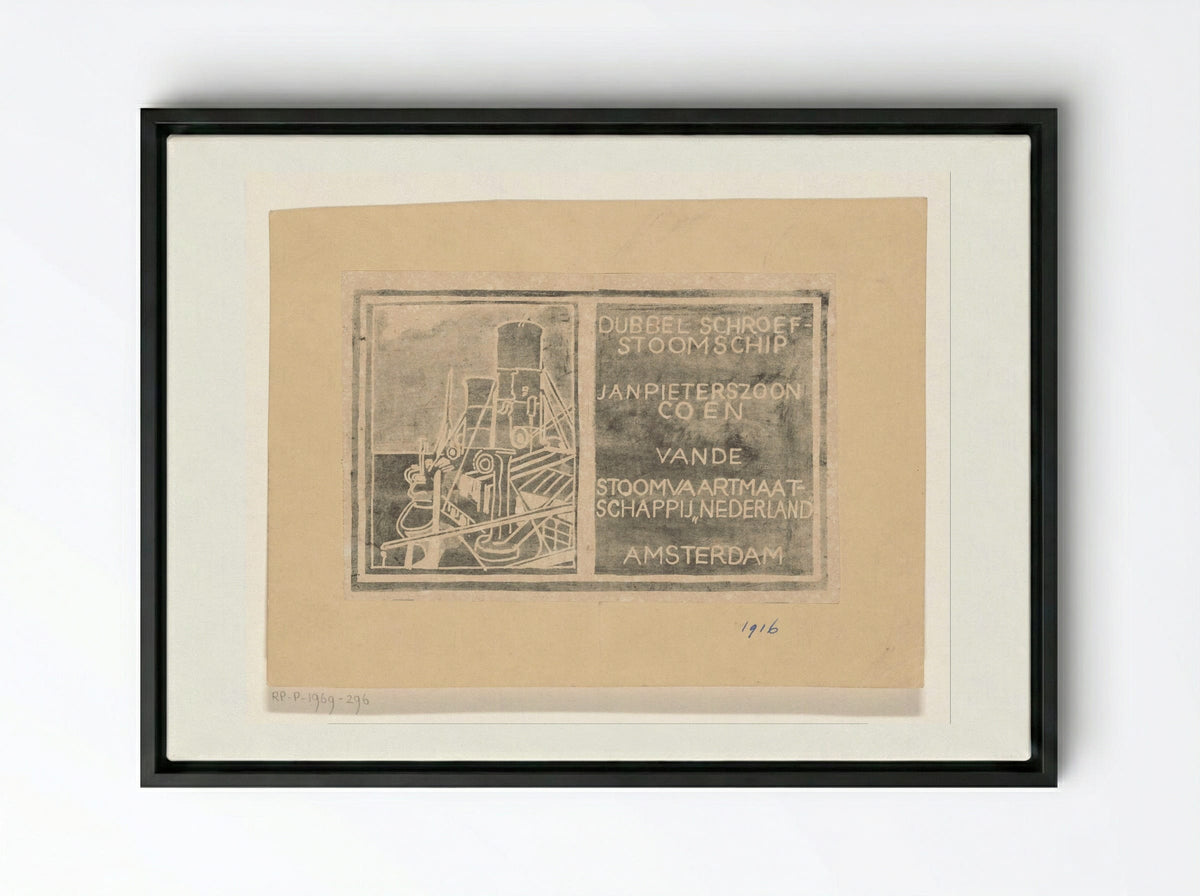 Stoomschip Jan Pieterszoon Coen - Carel Adolph Lion Cachet - Framed Canvas Black