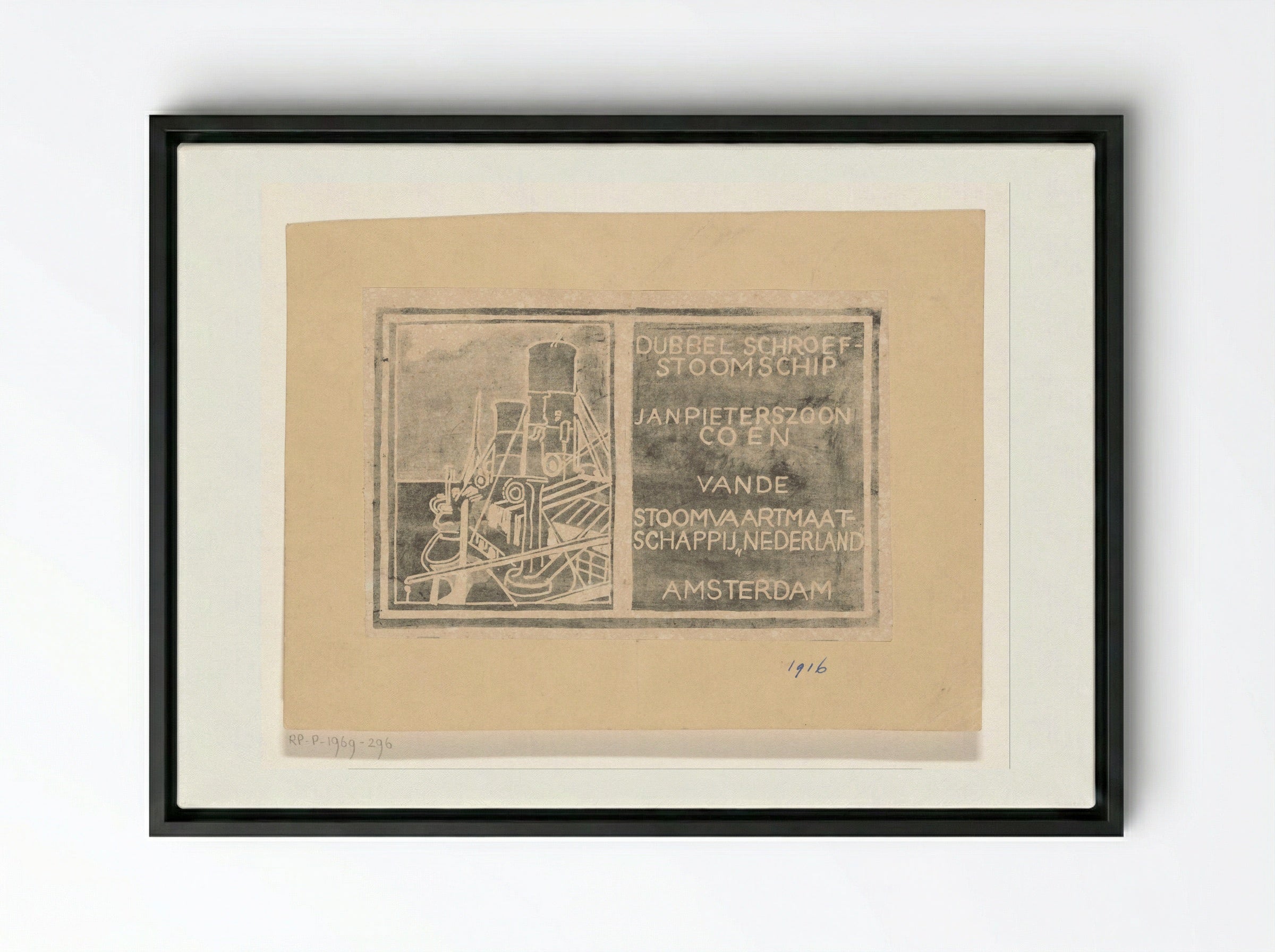 Stoomschip Jan Pieterszoon Coen - Carel Adolph Lion Cachet - Framed Canvas Black