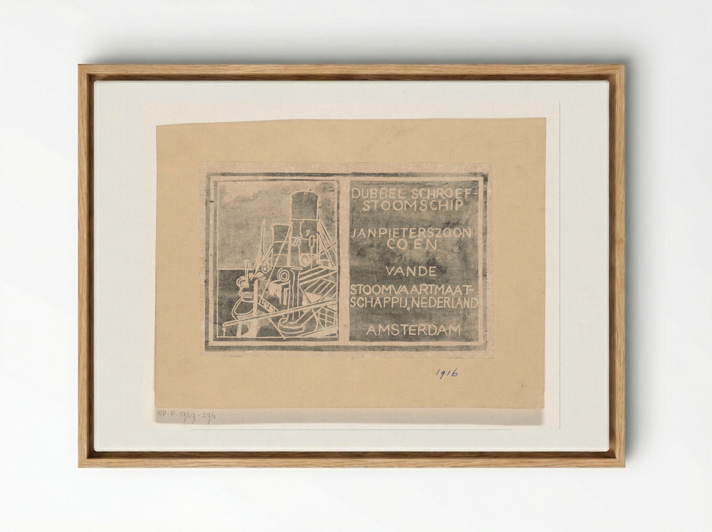 Stoomschip Jan Pieterszoon Coen - Carel Adolph Lion Cachet - Framed Canvas Wood