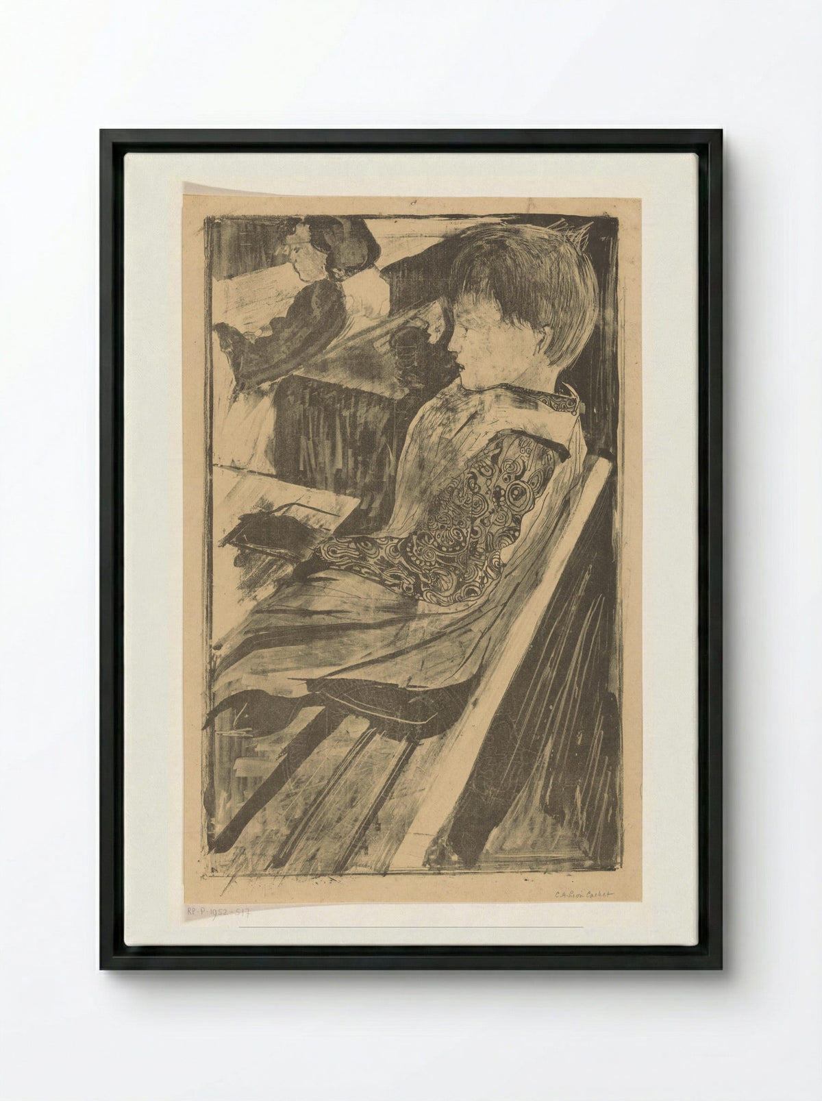 Kinderen in schoolbanken - Carel Adolph Lion Cachet - Framed Canvas Black