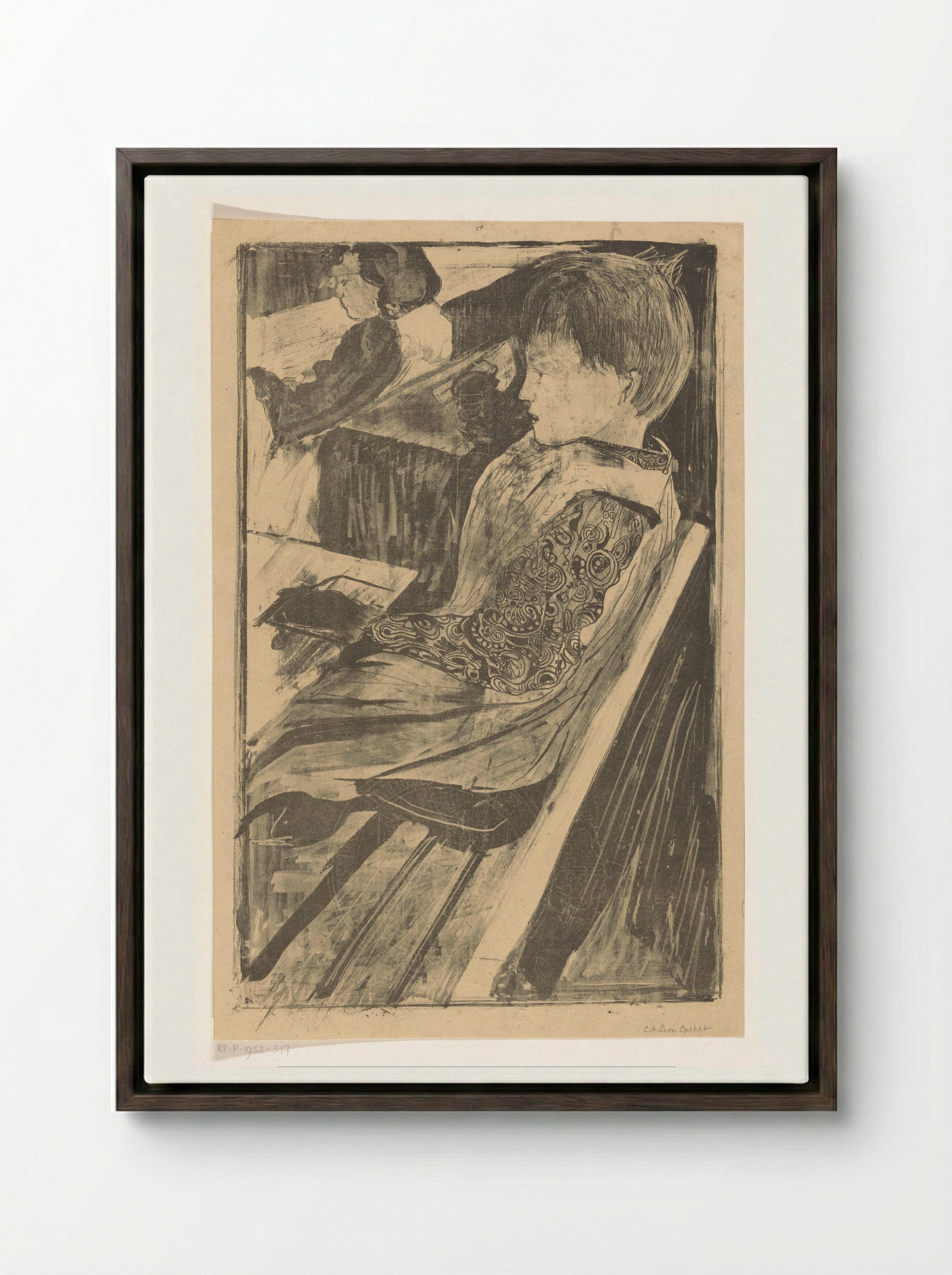 Kinderen in schoolbanken - Carel Adolph Lion Cachet - Framed Canvas Dark Wood