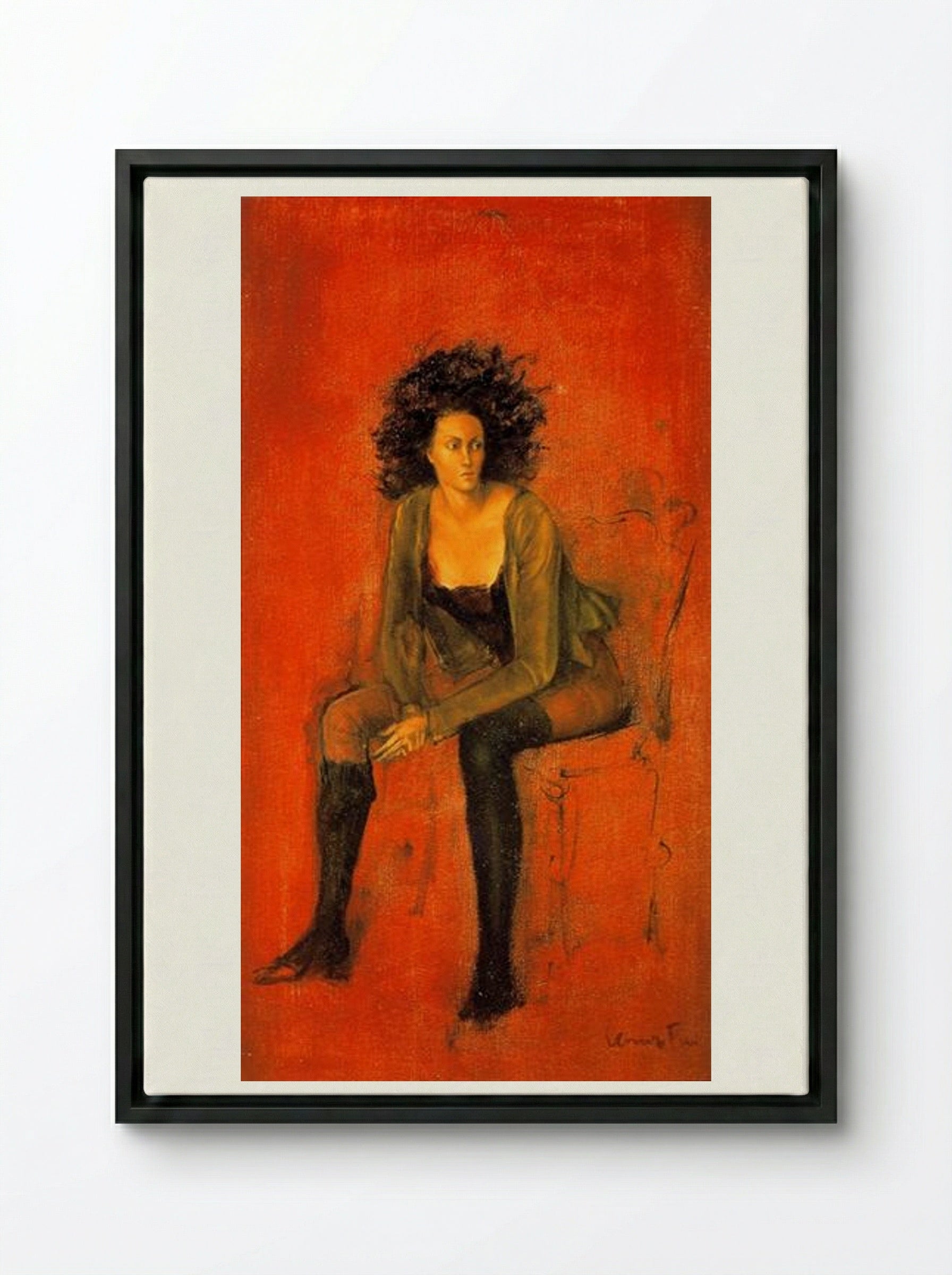 Portrait de Meret Oppenheim - Leonor Fini - Framed Canvas Black