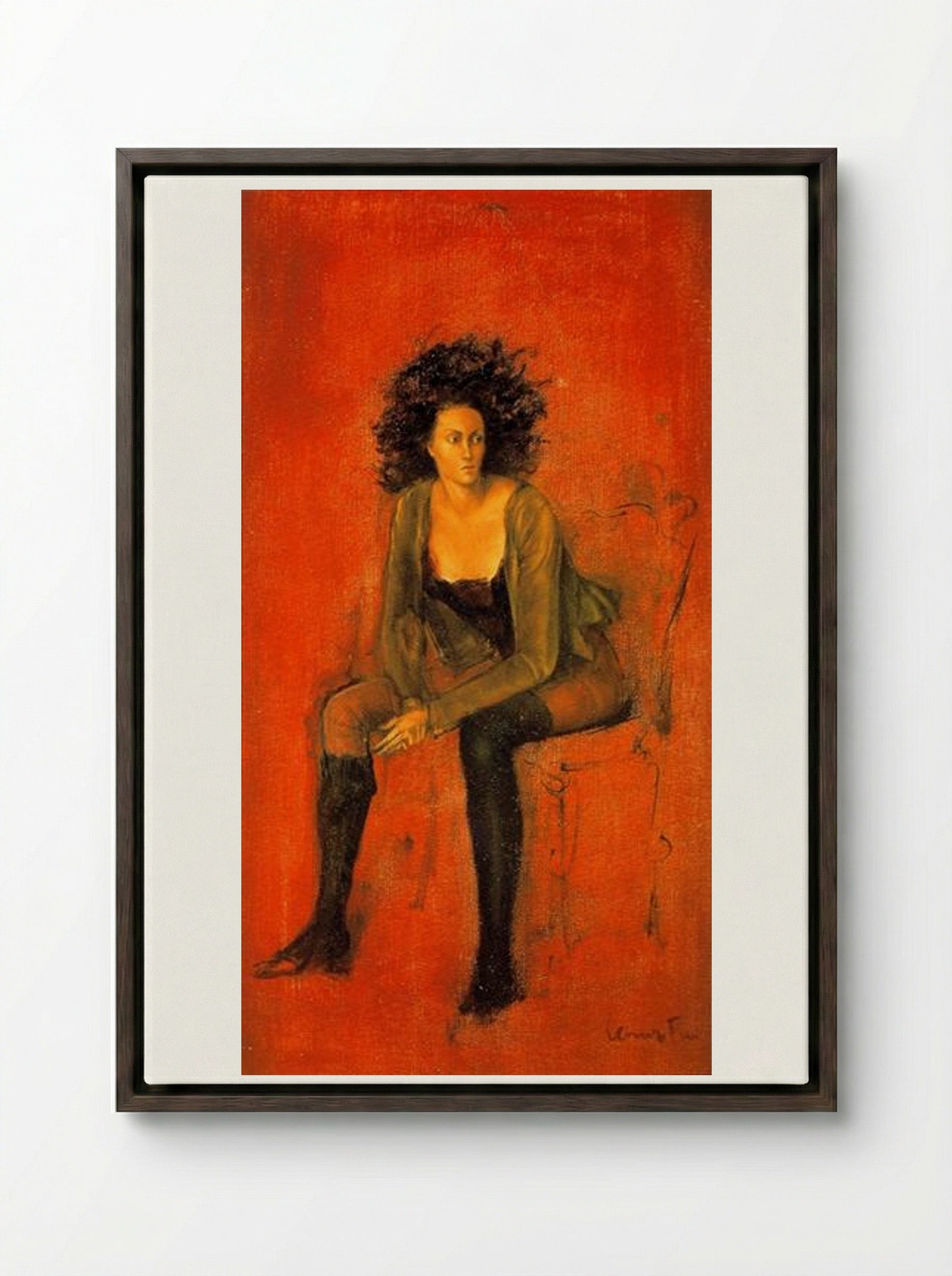 Portrait de Meret Oppenheim - Leonor Fini - Framed Canvas Dark Wood