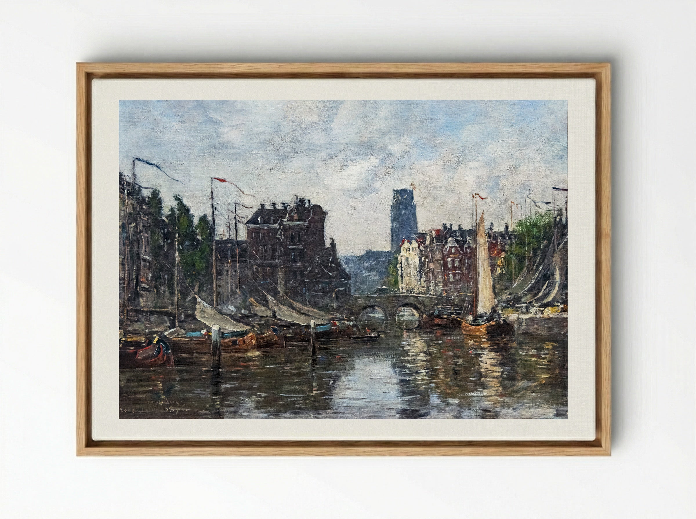 Rotterdam, Le Pont de Bourse - Eugène Boudin - Framed Canvas Wood