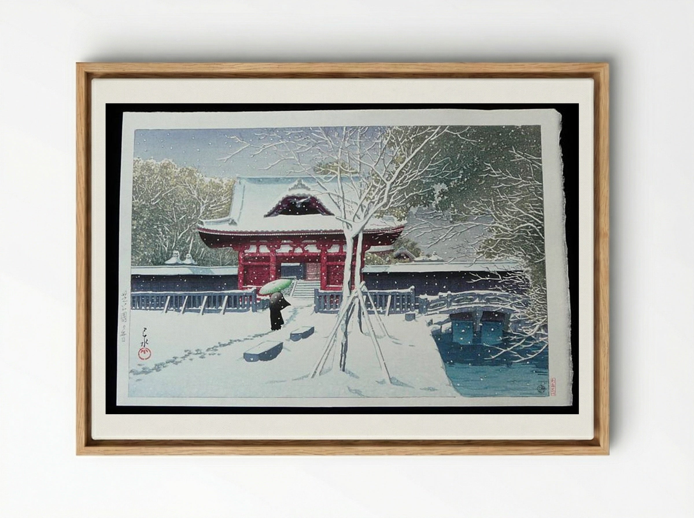 Snow at Shiba Park - Hasui Kawase - Framed Canvas Wood