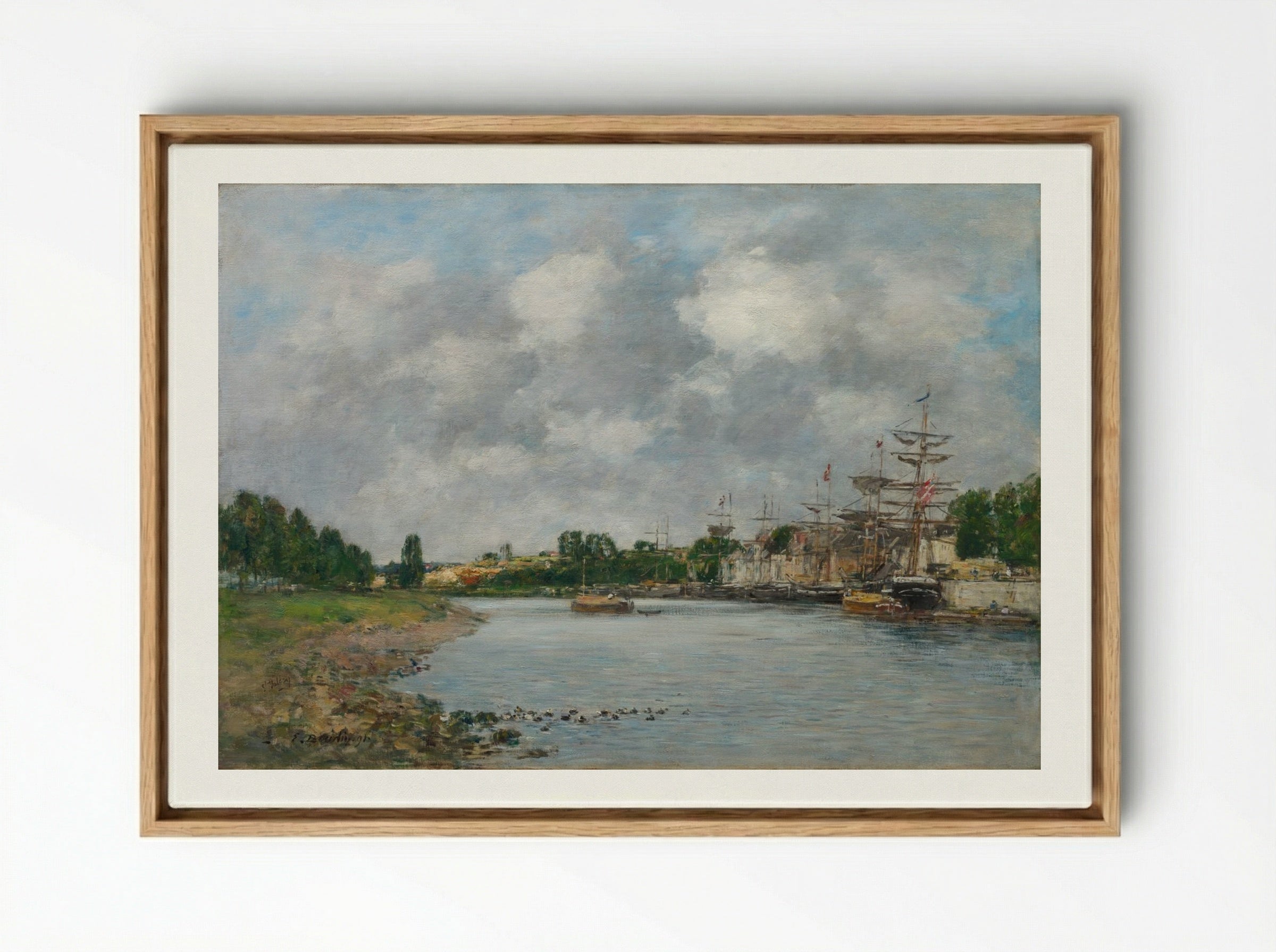 View of the Port of Saint-Valéry-sur-Somme - Eugène Boudin - Framed Canvas Wood
