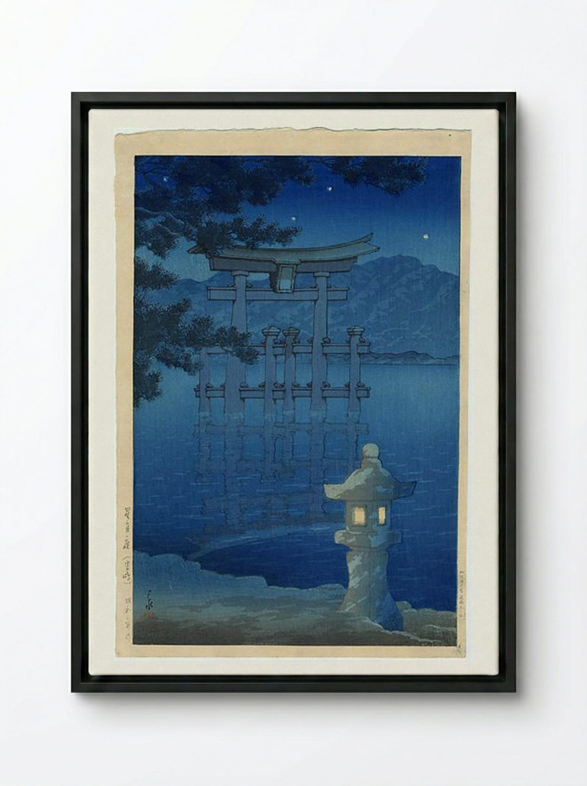 Starlit Night, Miyajima - Hasui Kawase - Framed Canvas Black