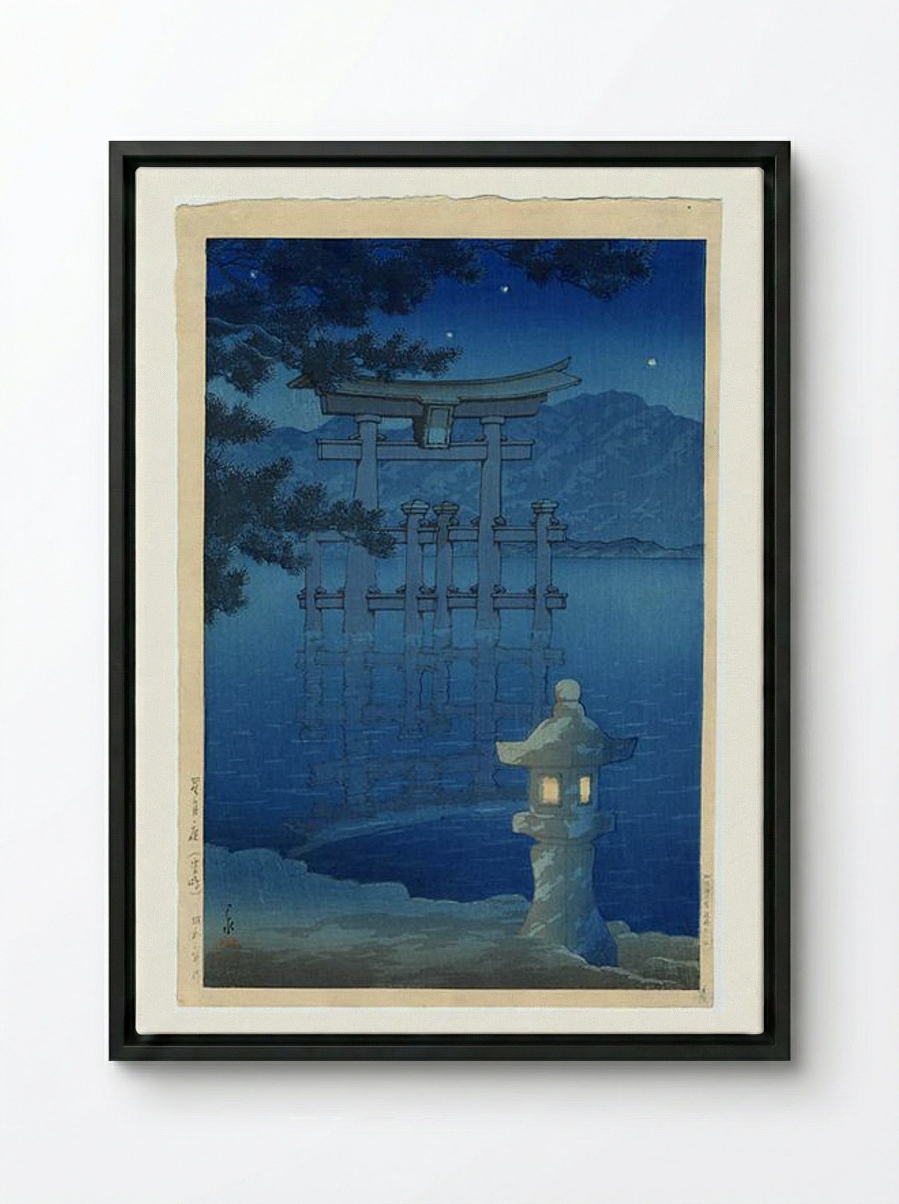 Starlit Night, Miyajima - Hasui Kawase - Framed Canvas Black