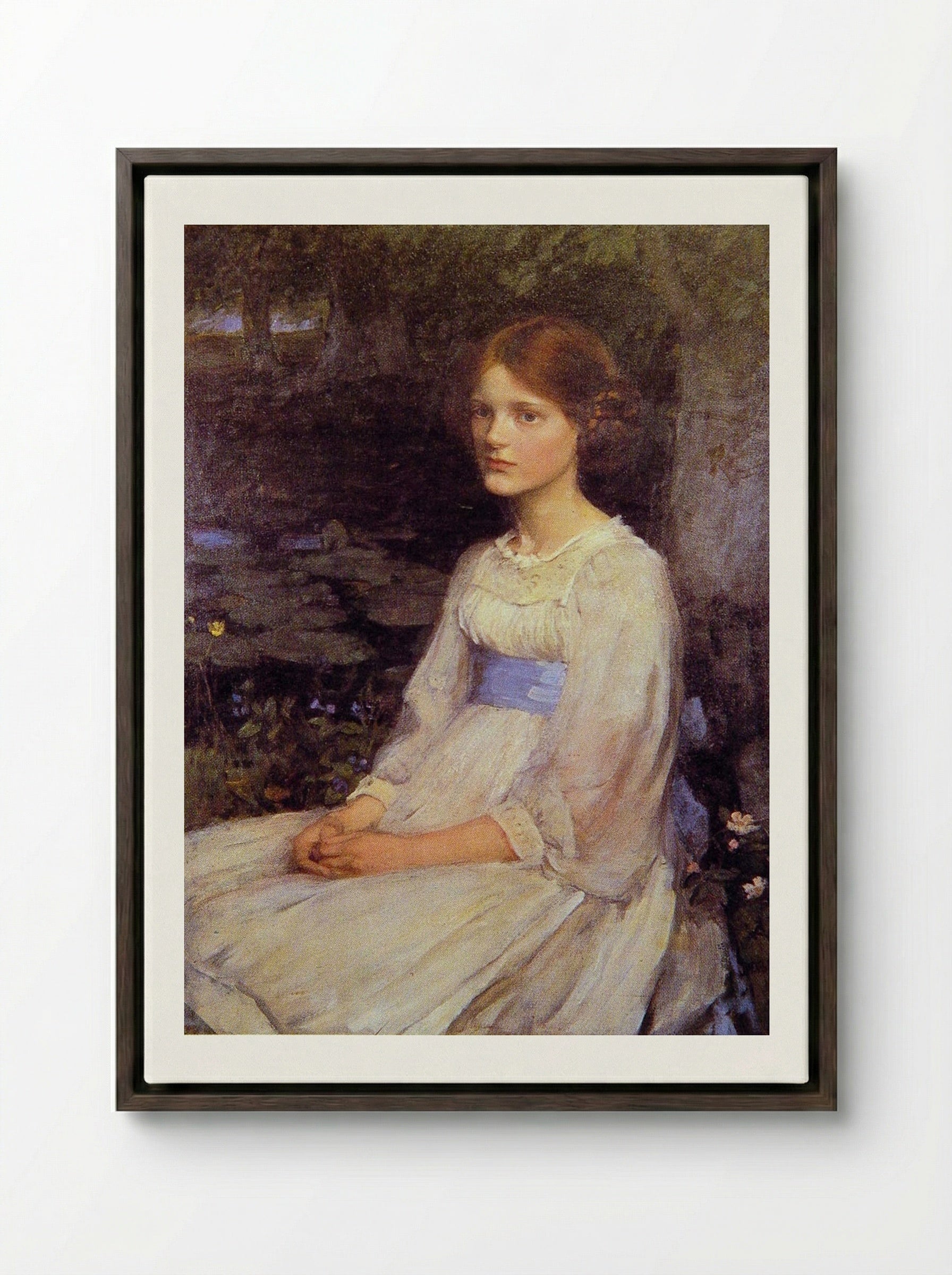 Miss Betty Pollock - John William Waterhouse - Framed Canvas Dark Wood