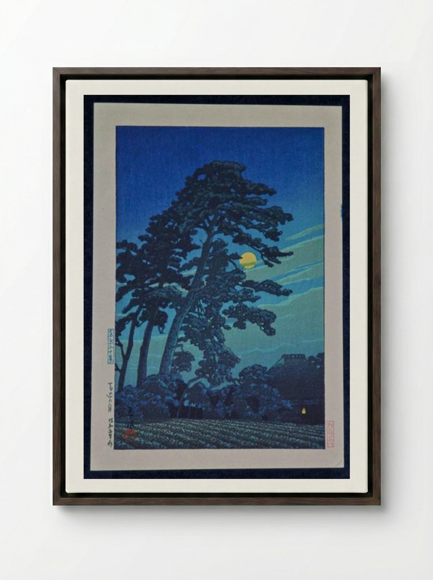 Full Moon at Magome - Hasui Kawase - Framed Canvas Dark Wood
