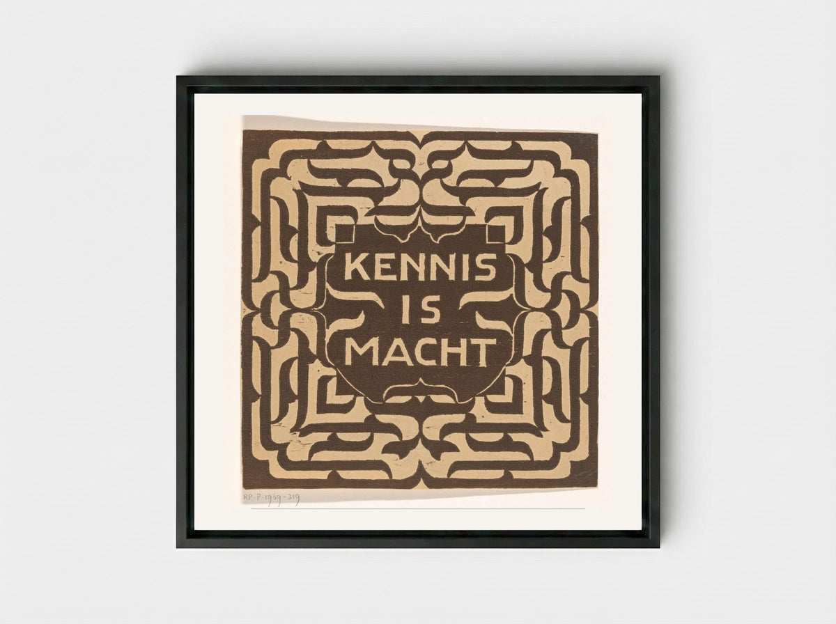 Kennis is macht - Carel Adolph Lion Cachet - Framed Canvas Black
