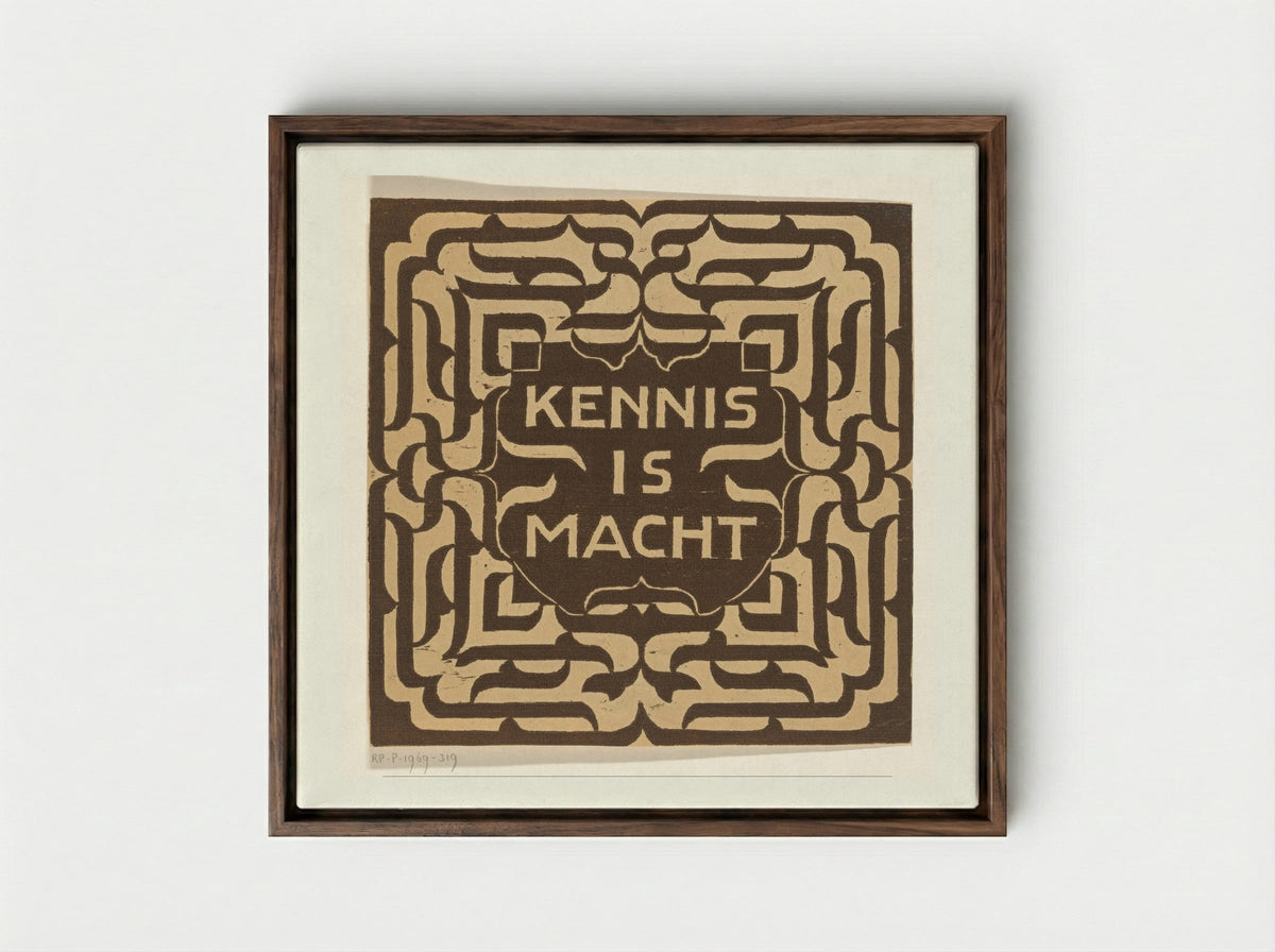 Kennis is macht - Carel Adolph Lion Cachet - Framed Canvas Dark Wood