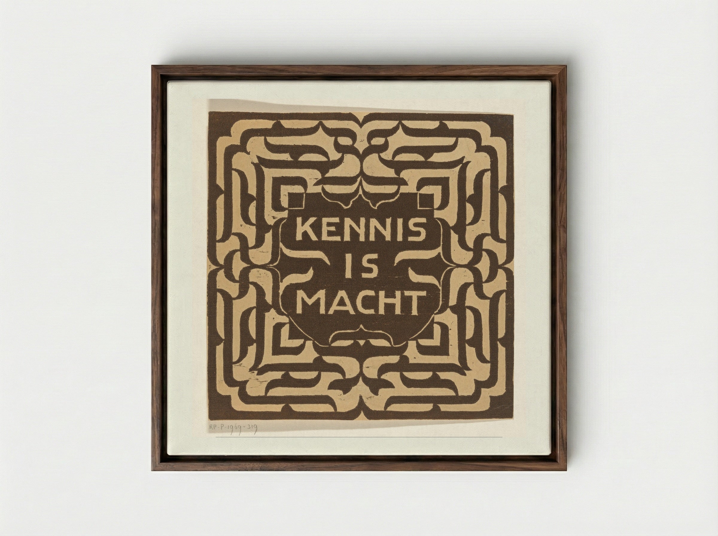 Kennis is macht - Carel Adolph Lion Cachet - Framed Canvas Dark Wood
