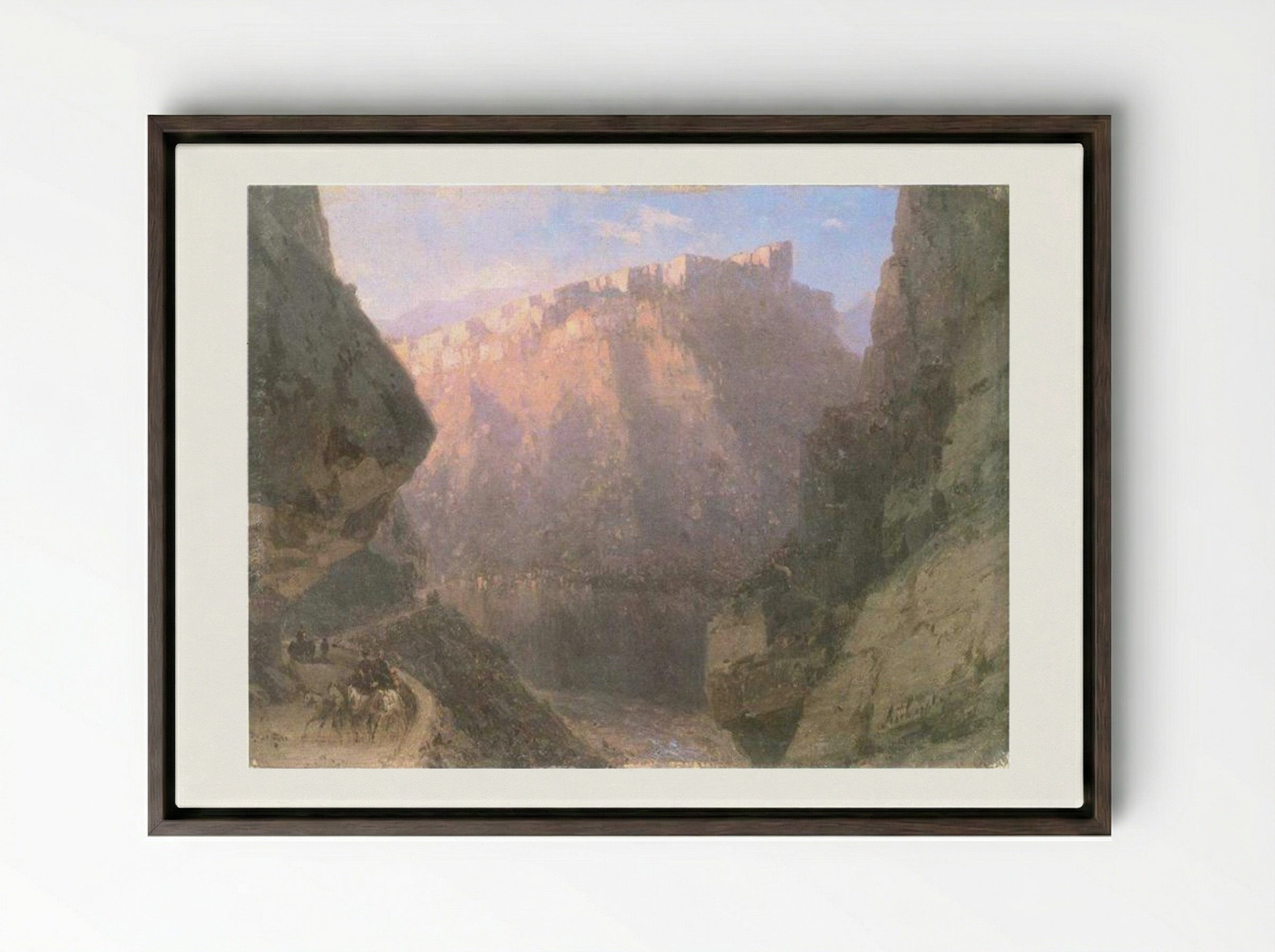 The Daryal Canyon - Ivan Aivazovsky - Framed Canvas Dark Wood