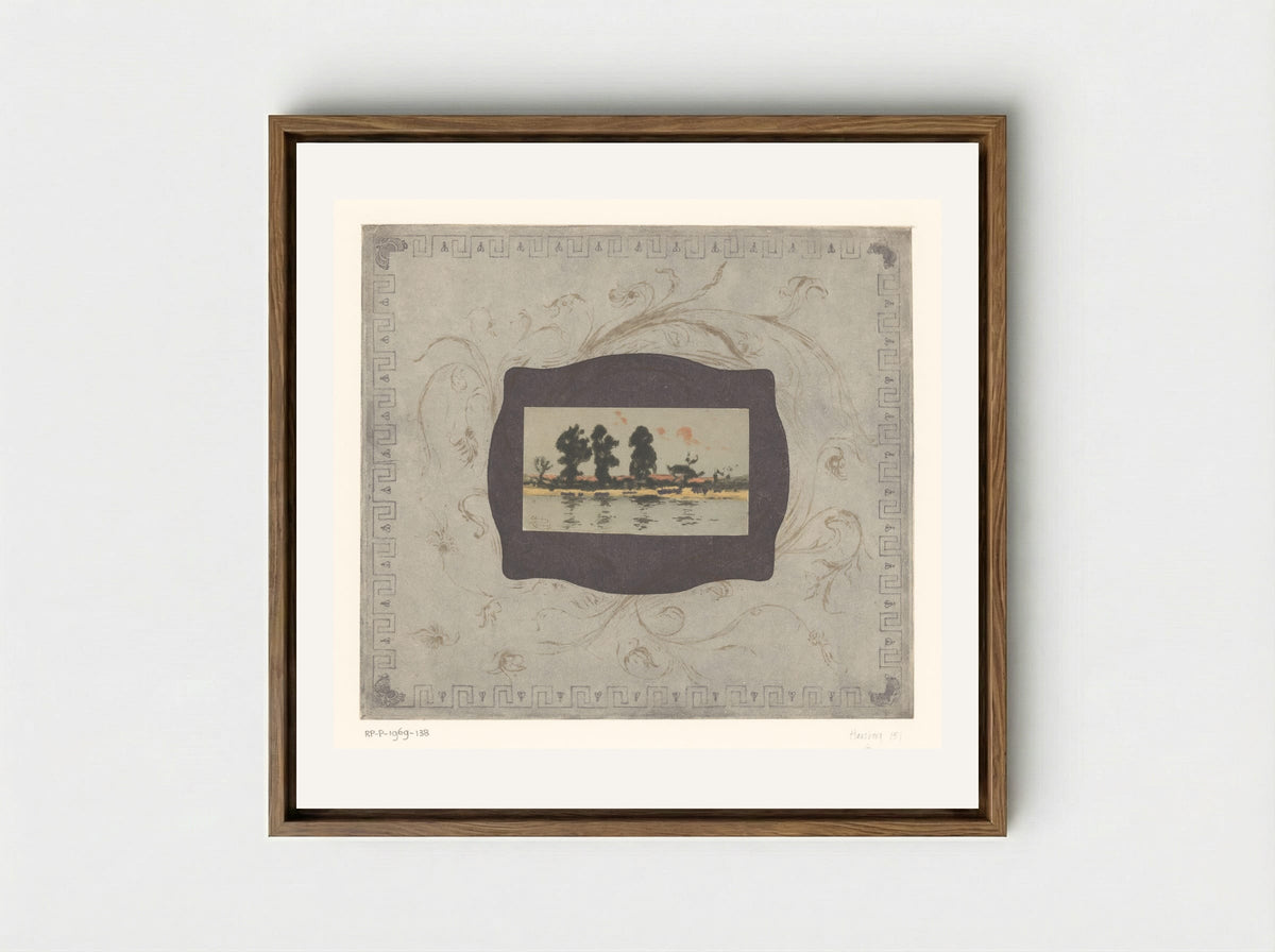 Gezicht op de Theems bij avond - Théodore Roussel - Framed Canvas Wood