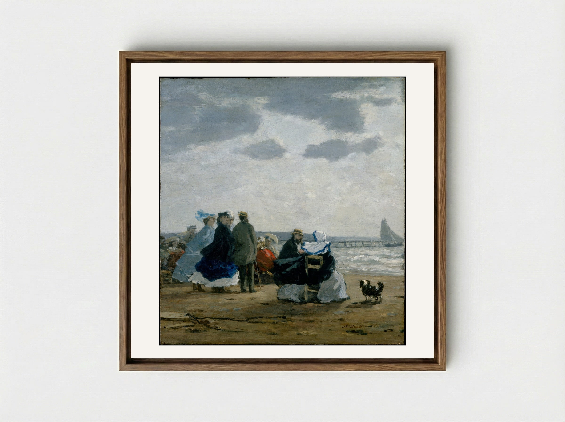 On the Beach, Dieppe - Eugène Boudin - Framed Canvas Wood