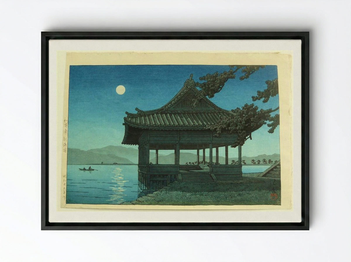Kankai Pavillion at Wakaura Beach - Hasui Kawase - Framed Canvas Black
