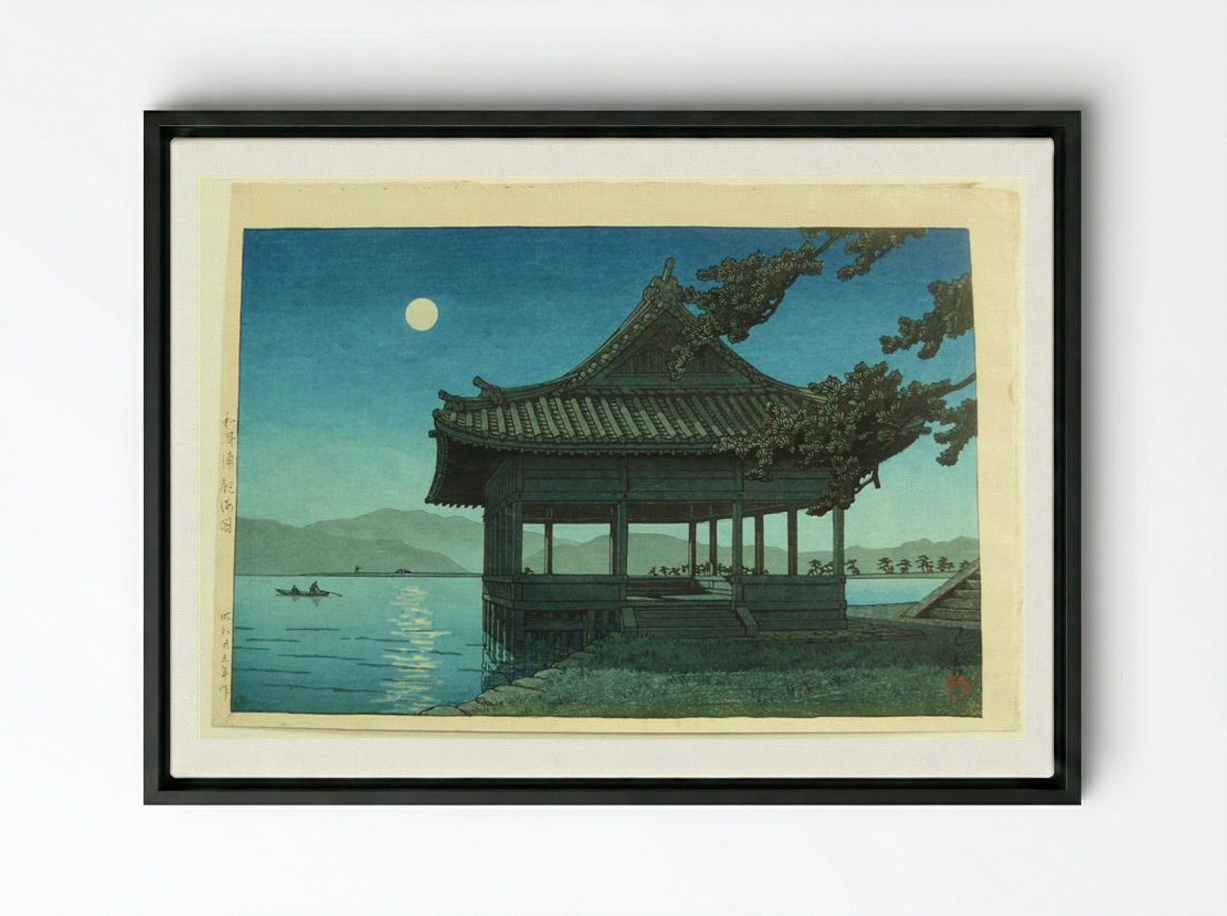 Kankai Pavillion at Wakaura Beach - Hasui Kawase - Framed Canvas Black