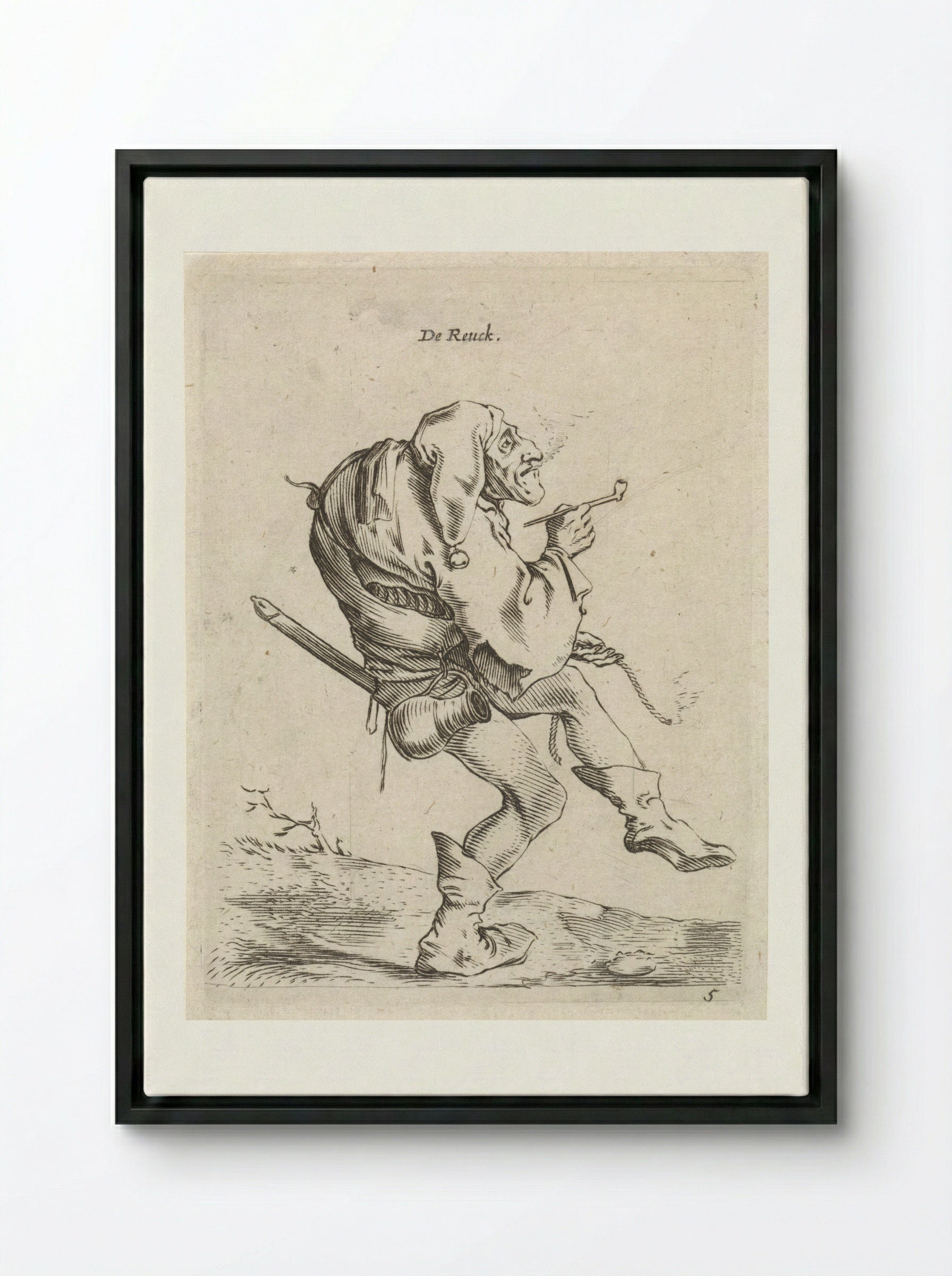 De Reuck (The Sense of Smell) - Cornelis Saftleven - Framed Canvas Black