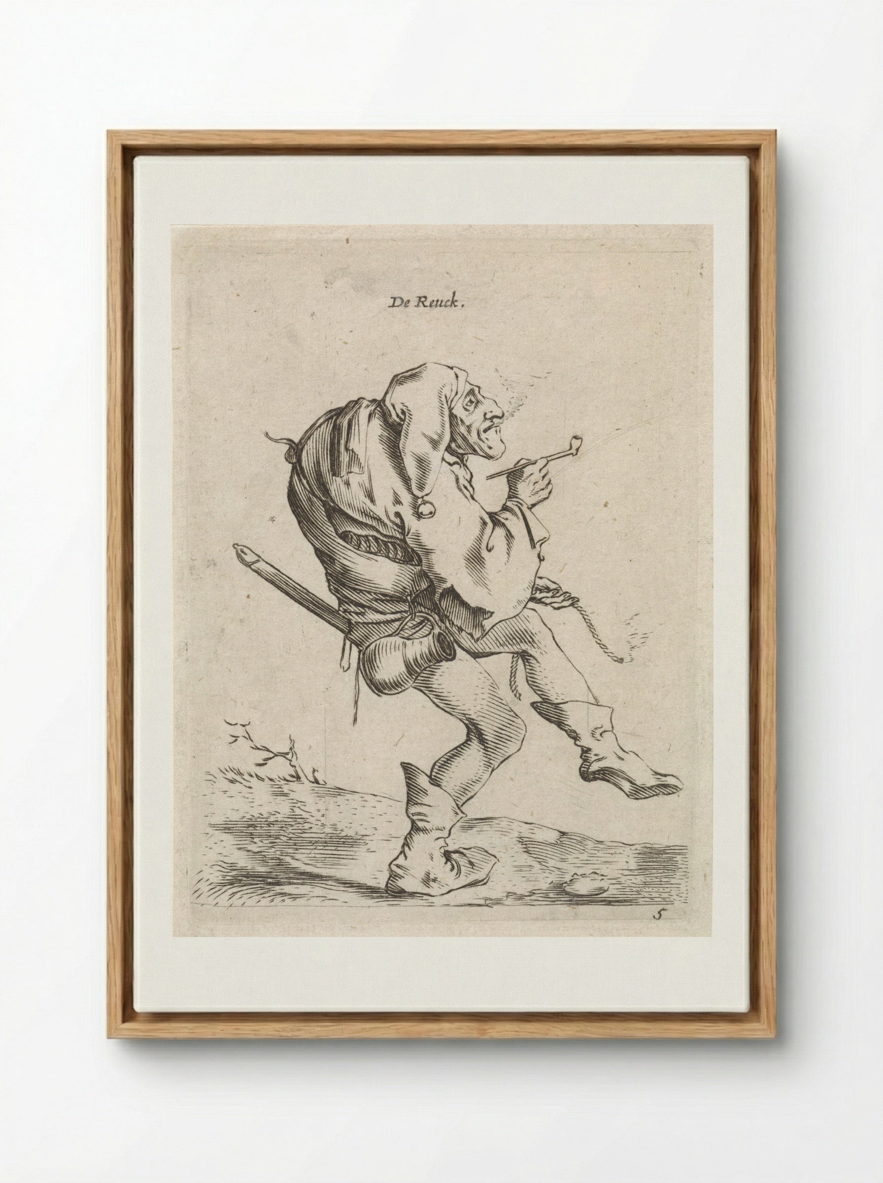De Reuck (The Sense of Smell) - Cornelis Saftleven - Framed Canvas Wood