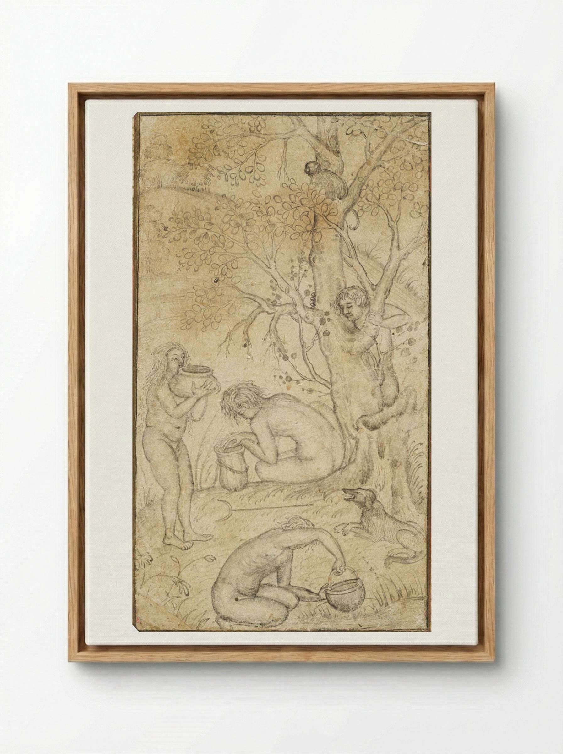 Ascetics Making Bhang - Basawan - Framed Canvas Wood