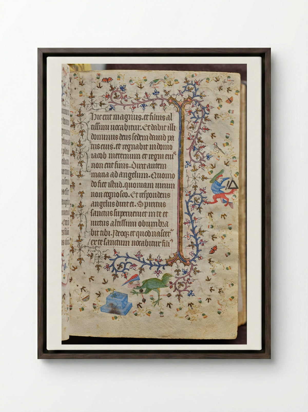Christ Nailed to the Cross - Master of the Brussels Initials and Associates - Framed Canvas Dark Wood