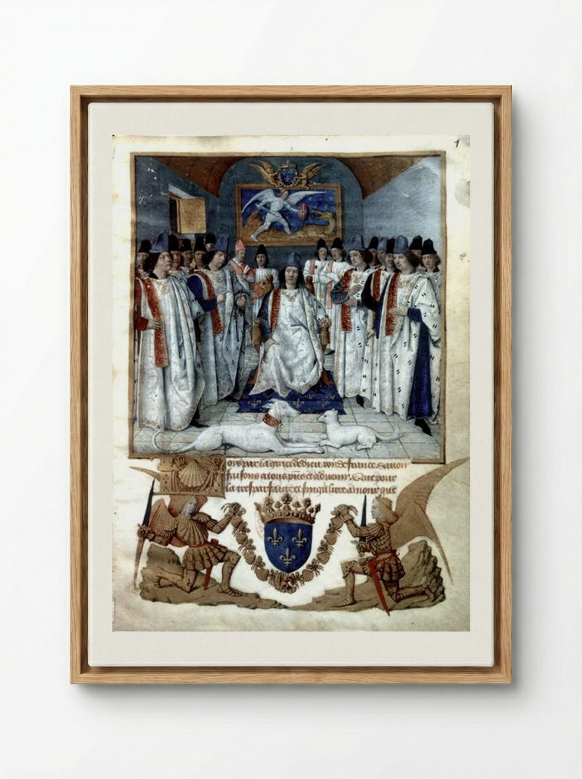 Louis XI presiding over the Chapter of the Order of Saint Michael - Jean Fouquet - Framed Canvas Wood