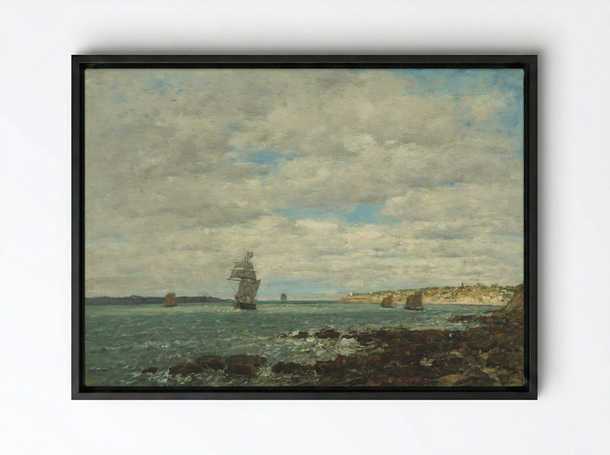 Coast of Brittany - Eugène Boudin - Framed Canvas Black