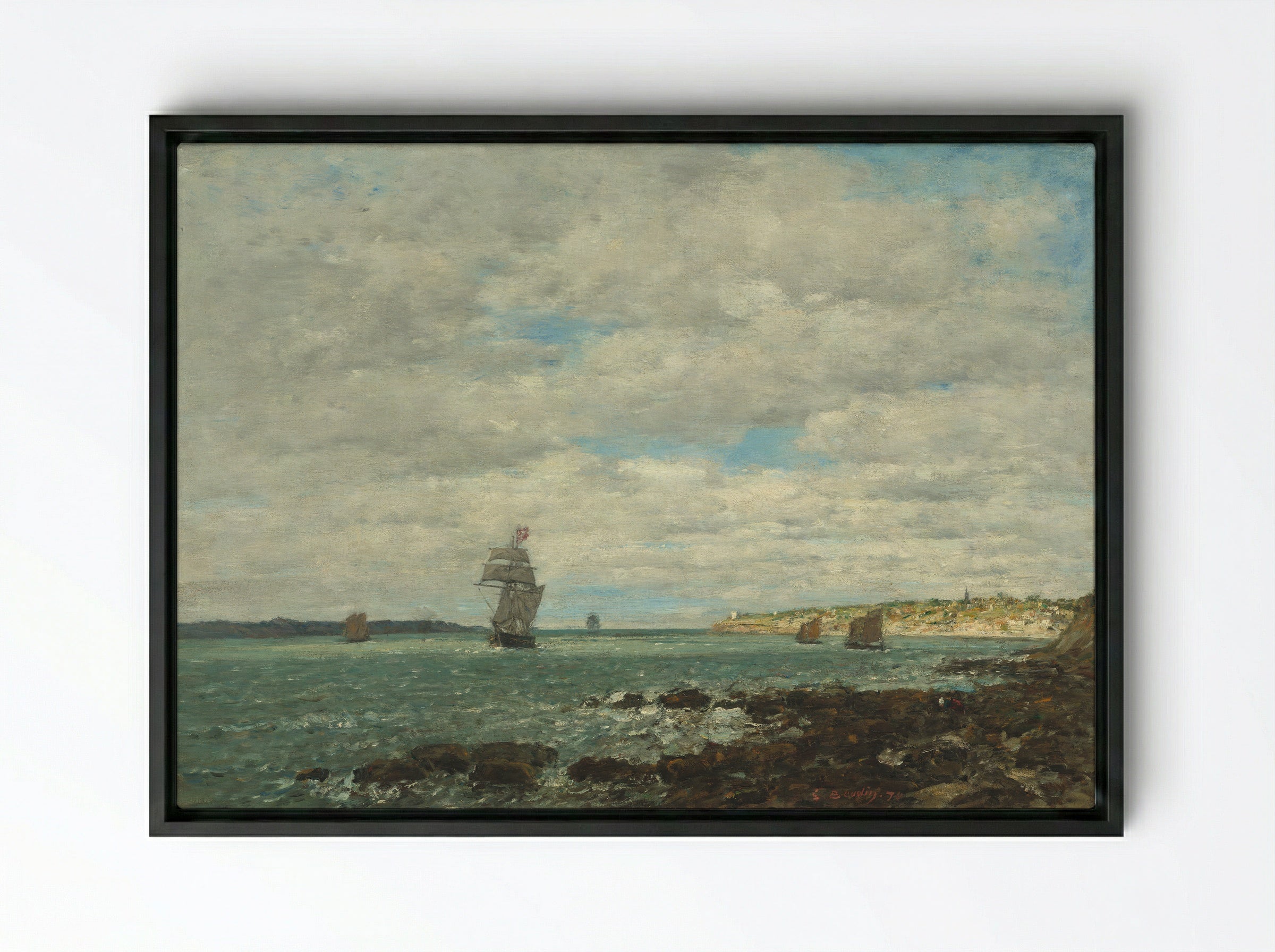 Coast of Brittany - Eugène Boudin - Framed Canvas Black