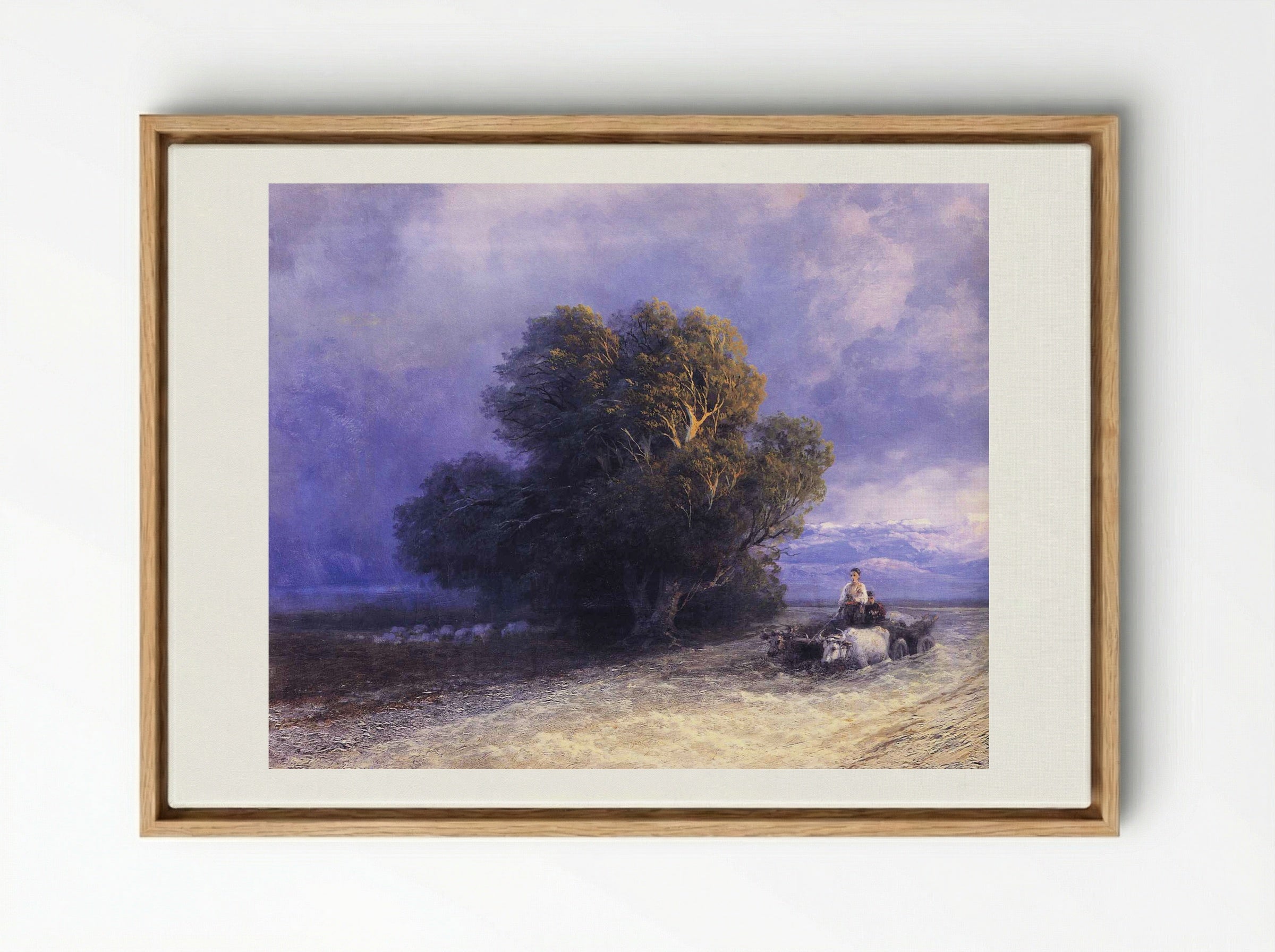 Ox Cart Crossing a Flooded Plain - Ivan Aivazovsky - Framed Canvas Wood