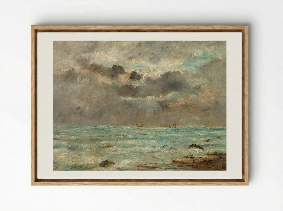 The Coast at Trouville - Eugène Boudin - Framed Canvas Wood